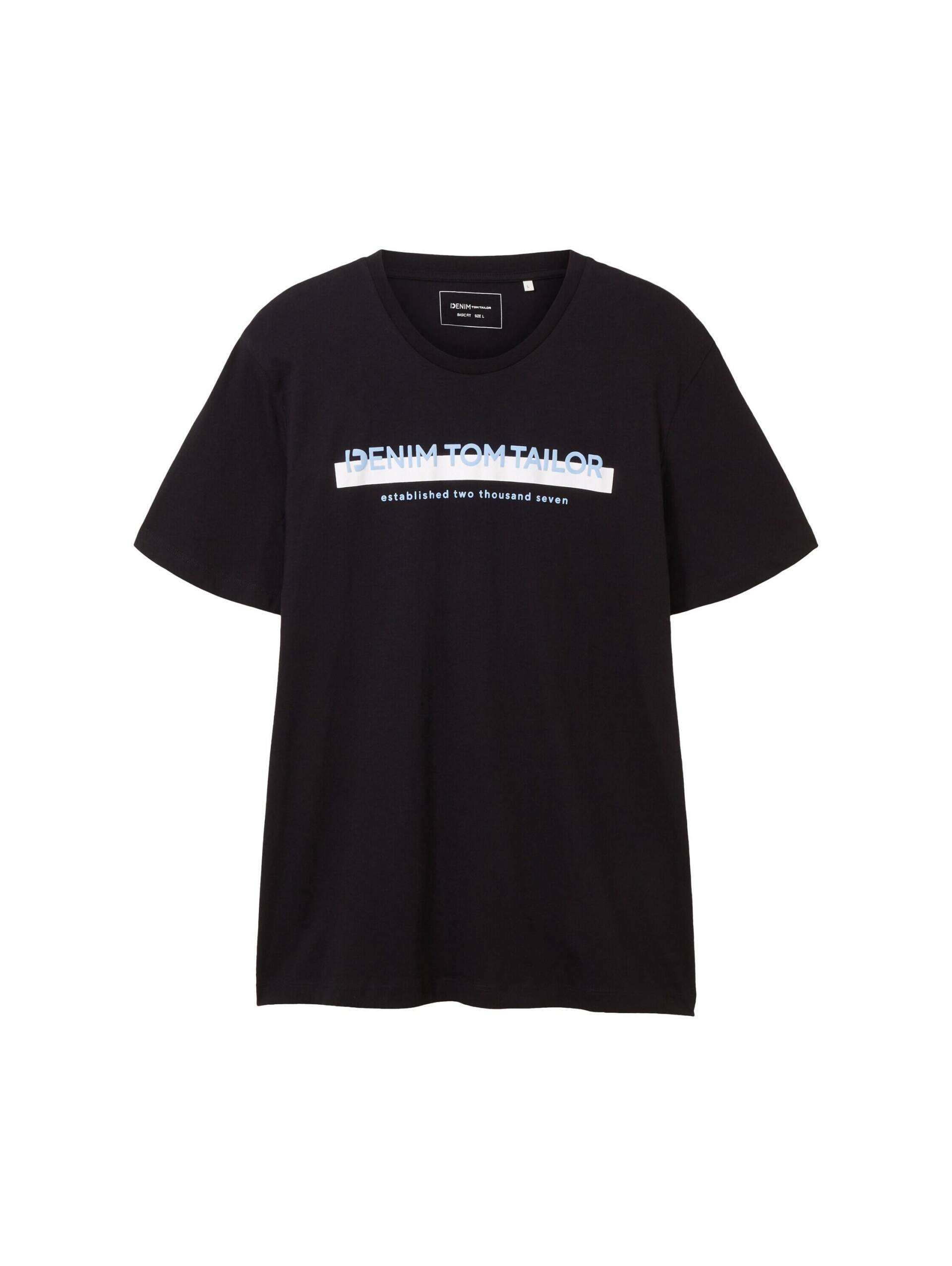 Denim Tom Tailor - T-Shirt mit Logo Print black - Gr. - L von Denim Tom Tailor