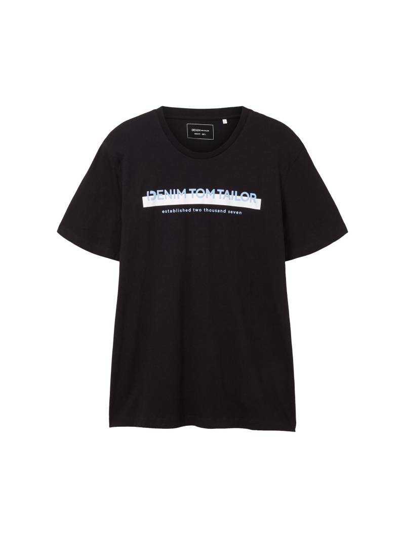 Denim Tom Tailor - T-Shirt mit Logo Print black - Gr. - L von Denim Tom Tailor