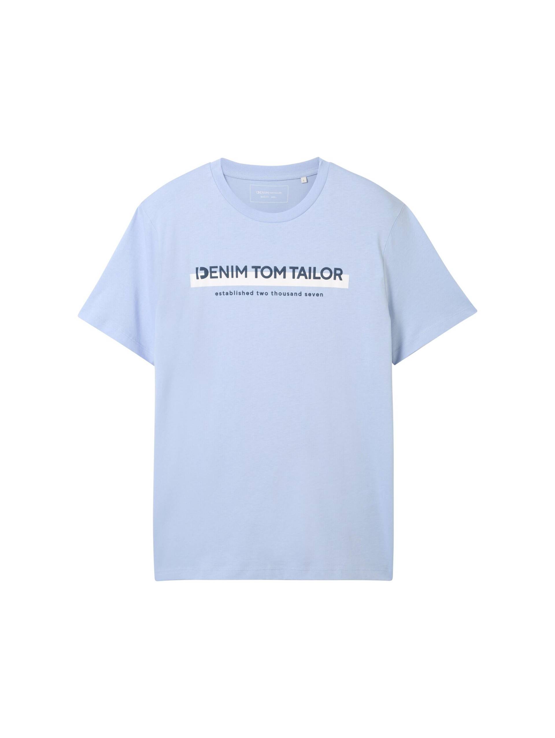 Denim Tom Tailor - T-Shirt mit Logo Print brunnera blue - Gr. - M von Denim Tom Tailor