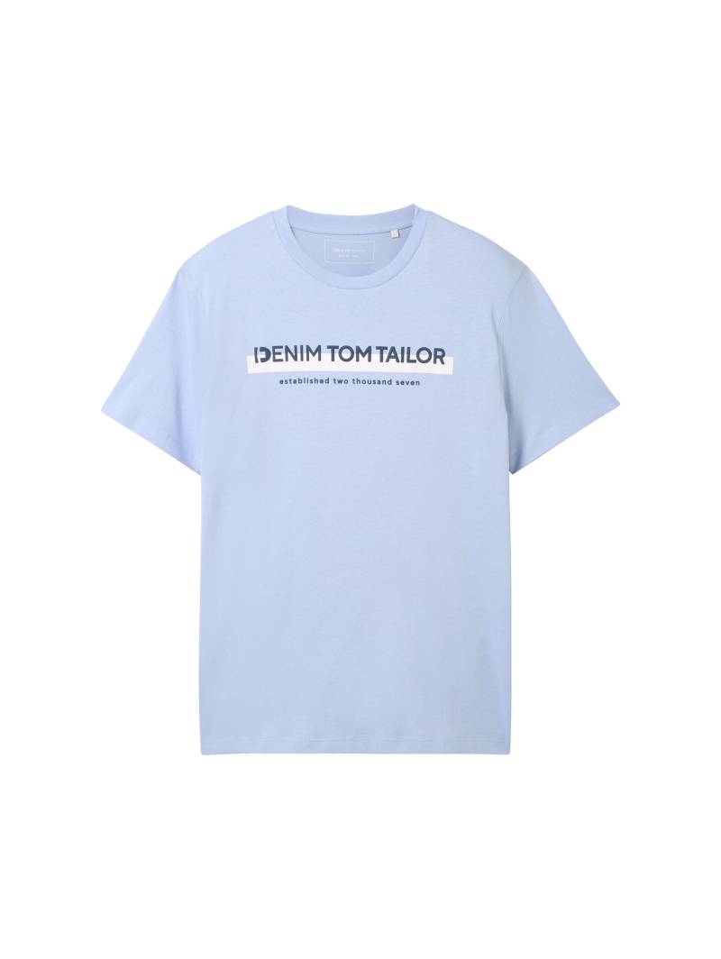 Denim Tom Tailor - T-Shirt mit Logo Print brunnera blue - Gr. - XL von Denim Tom Tailor