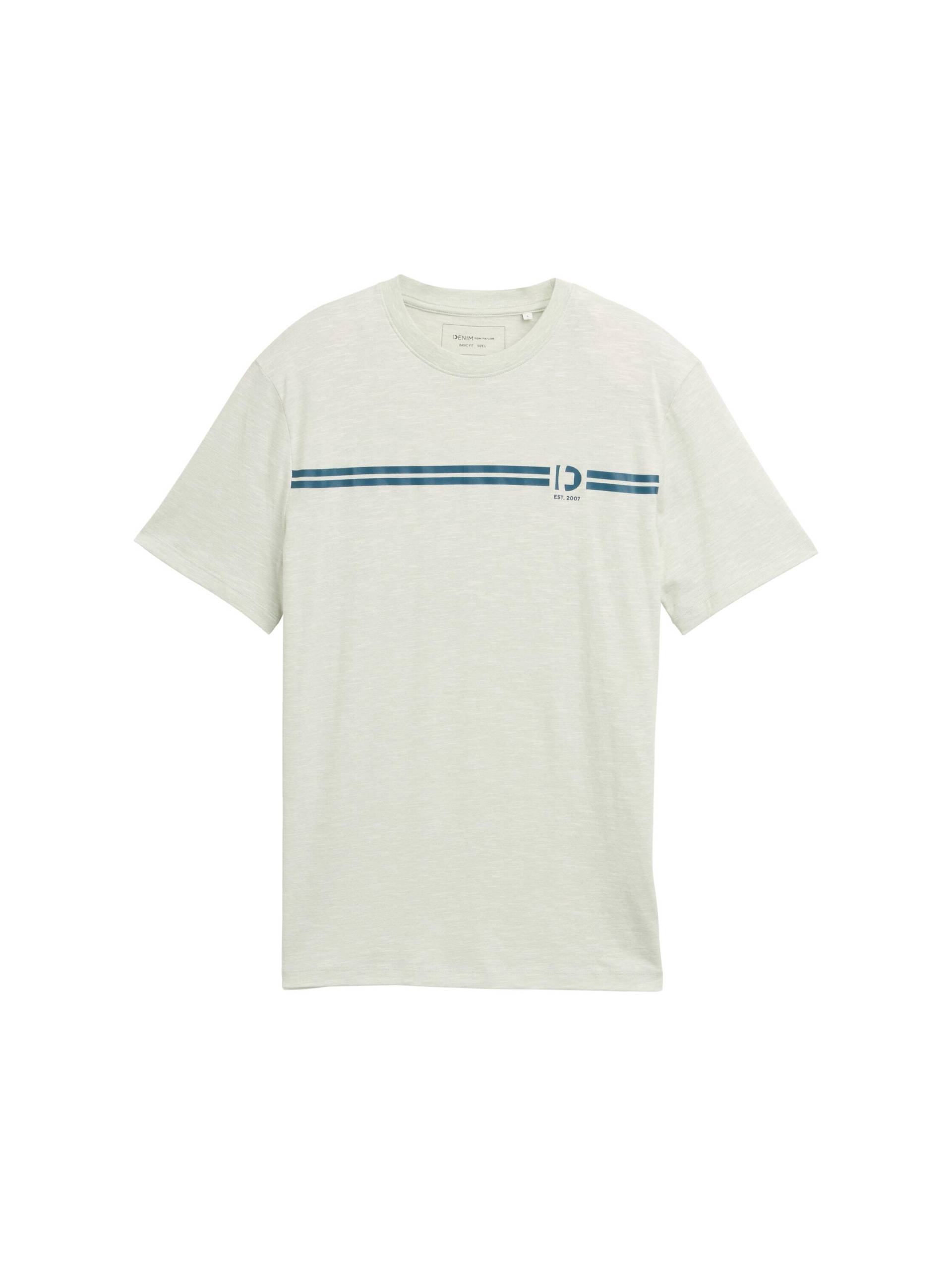 Denim Tom Tailor - T-Shirt mit Logo-Print fresh mint green - Gr. - S von Denim Tom Tailor