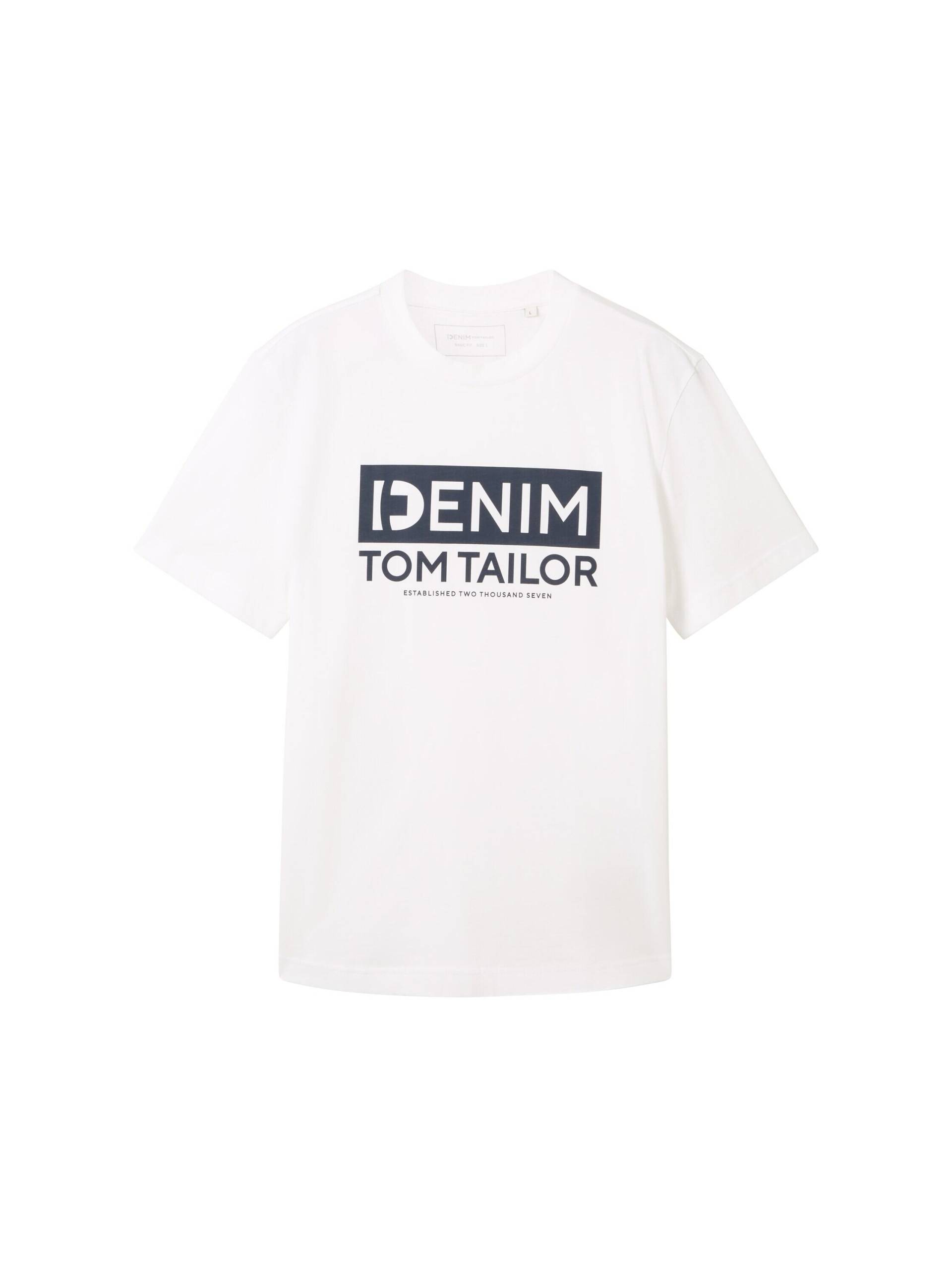 Denim Tom Tailor - T-Shirt mit Logoprint white - Gr. - XL von Denim Tom Tailor