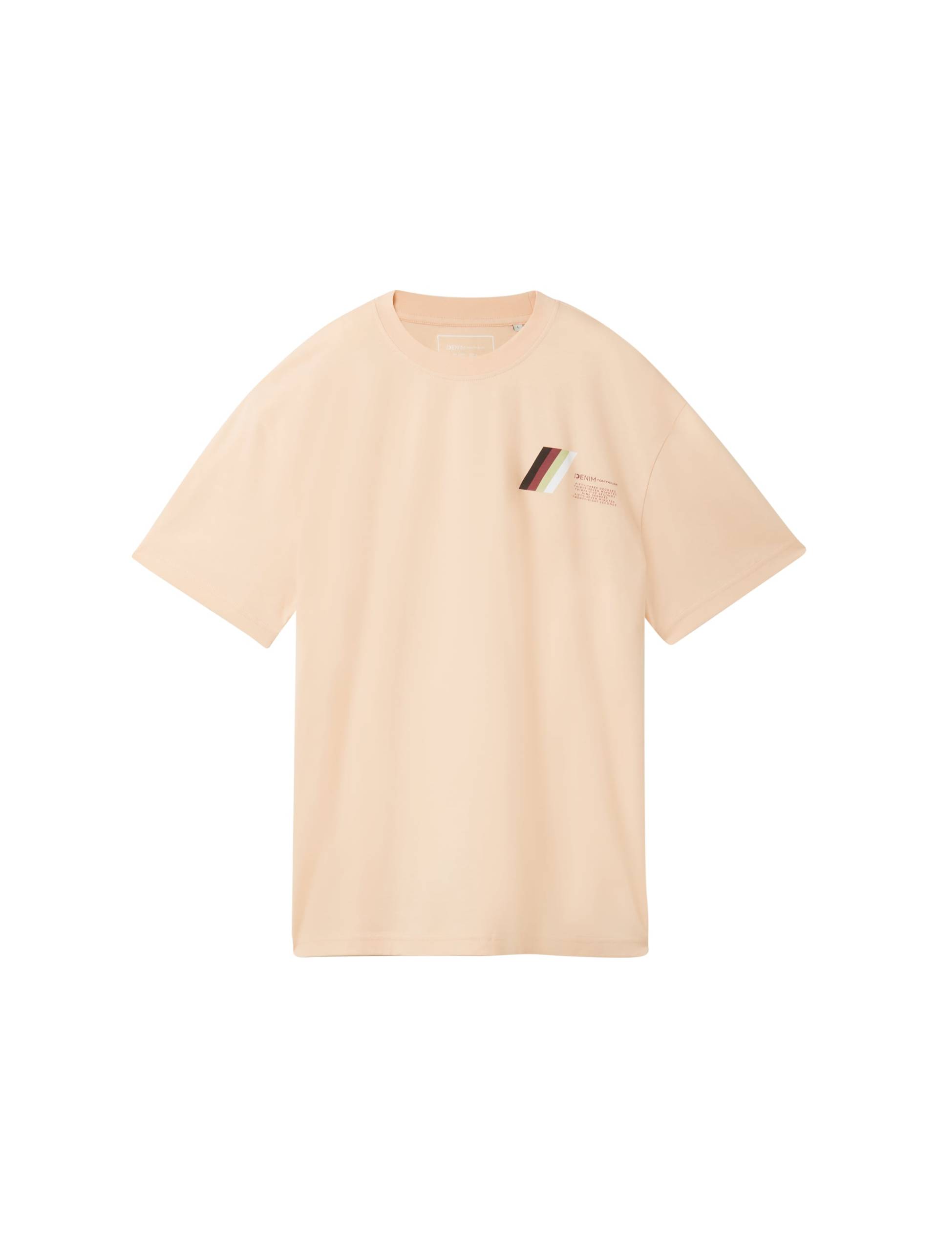 Denim Tom Tailor - T-Shirt mit Print bleached orange - Gr. - XL von Denim Tom Tailor