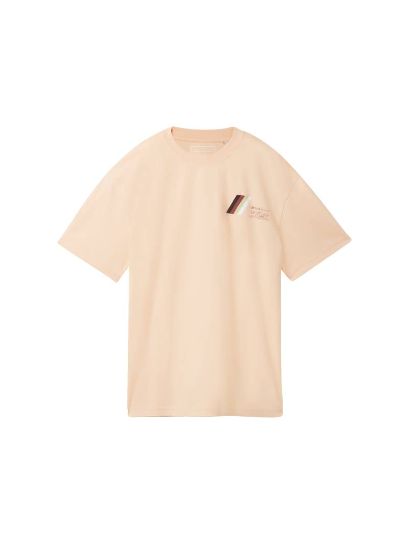 Denim Tom Tailor - T-Shirt mit Print bleached orange - Gr. - XL von Denim Tom Tailor