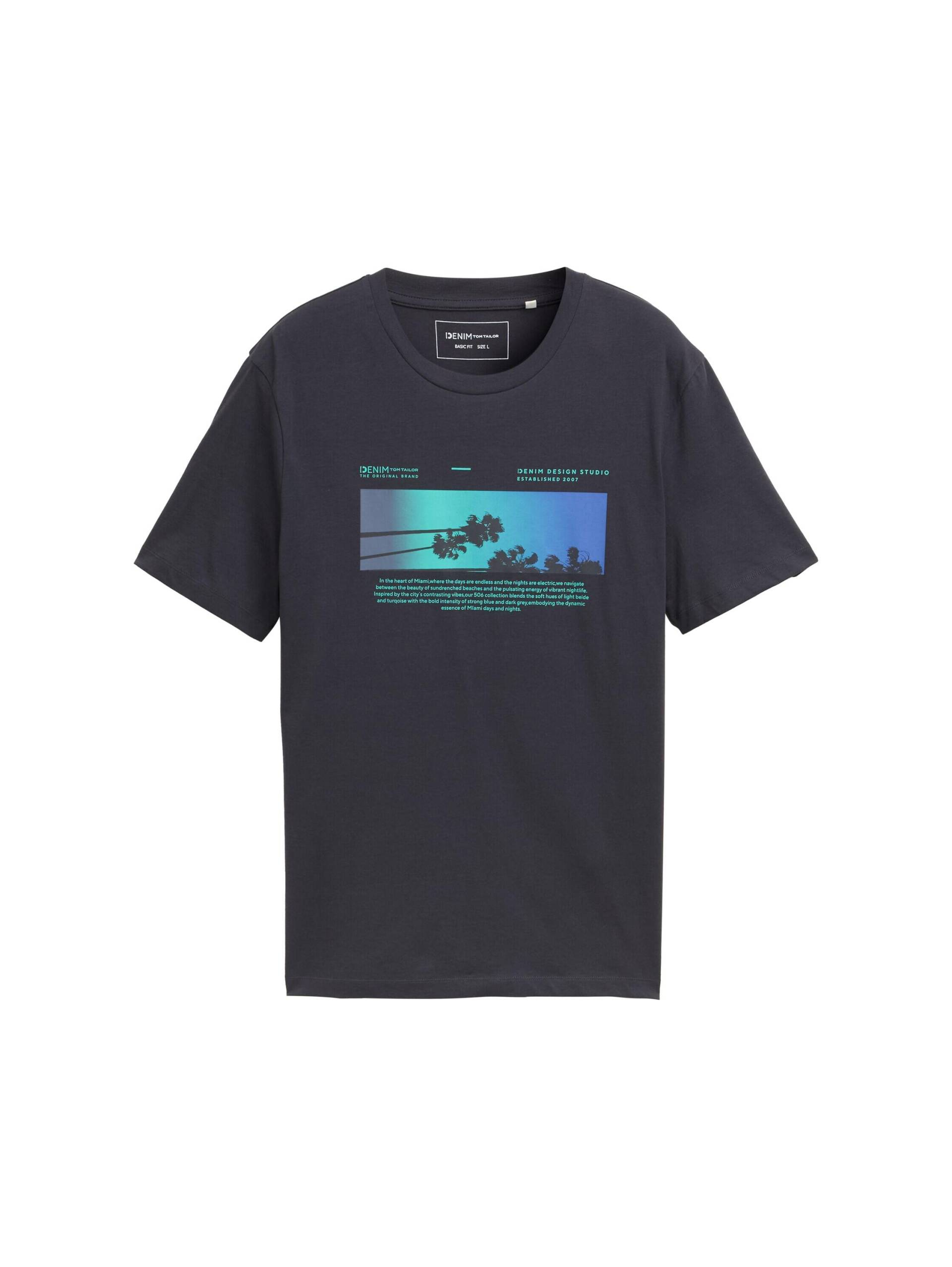 Denim Tom Tailor - T-Shirt mit Print coal grey - Gr. - M von Denim Tom Tailor