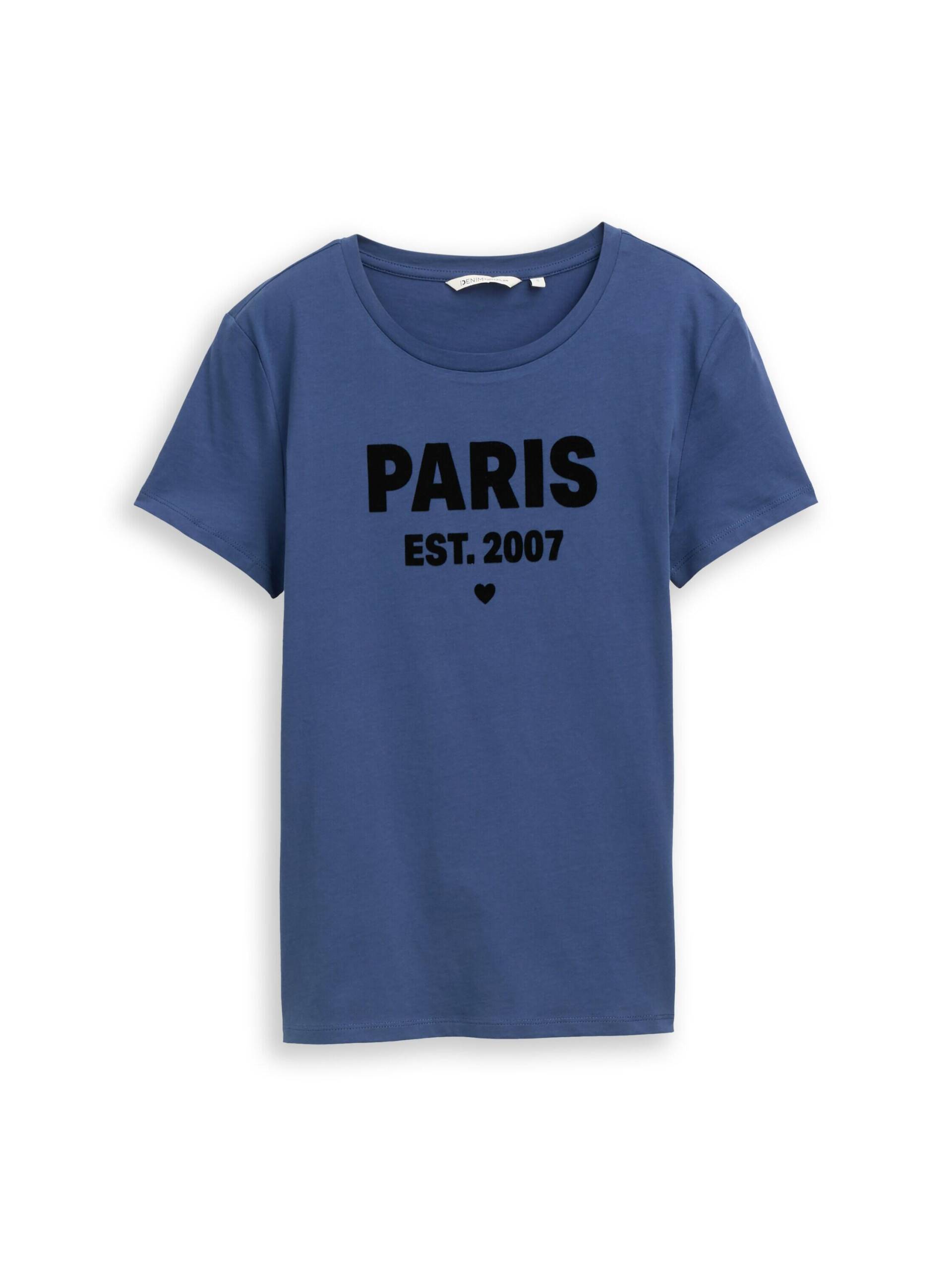 Denim Tom Tailor - T-Shirt mit Print dark duck blue - Gr. - L von Denim Tom Tailor