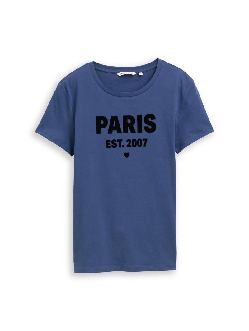 Denim Tom Tailor - T-Shirt mit Print dark duck blue - Gr. - L von Denim Tom Tailor