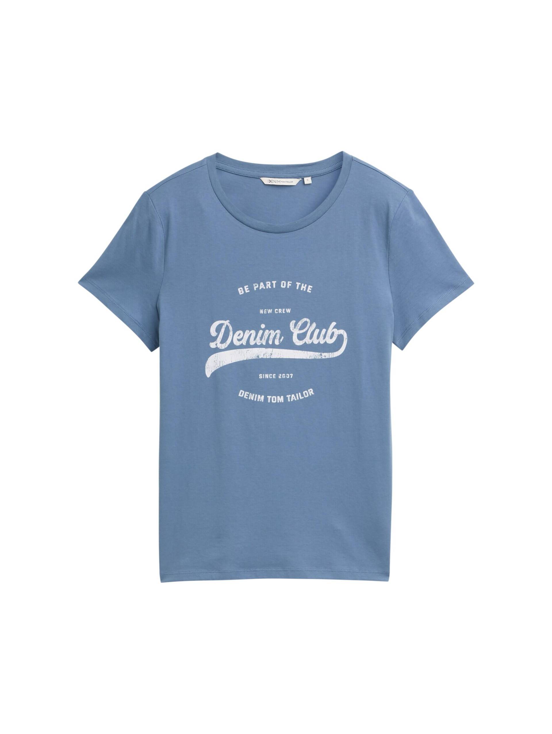 Denim Tom Tailor - T-Shirt mit Print dusty denim blue - Gr. - S von Denim Tom Tailor