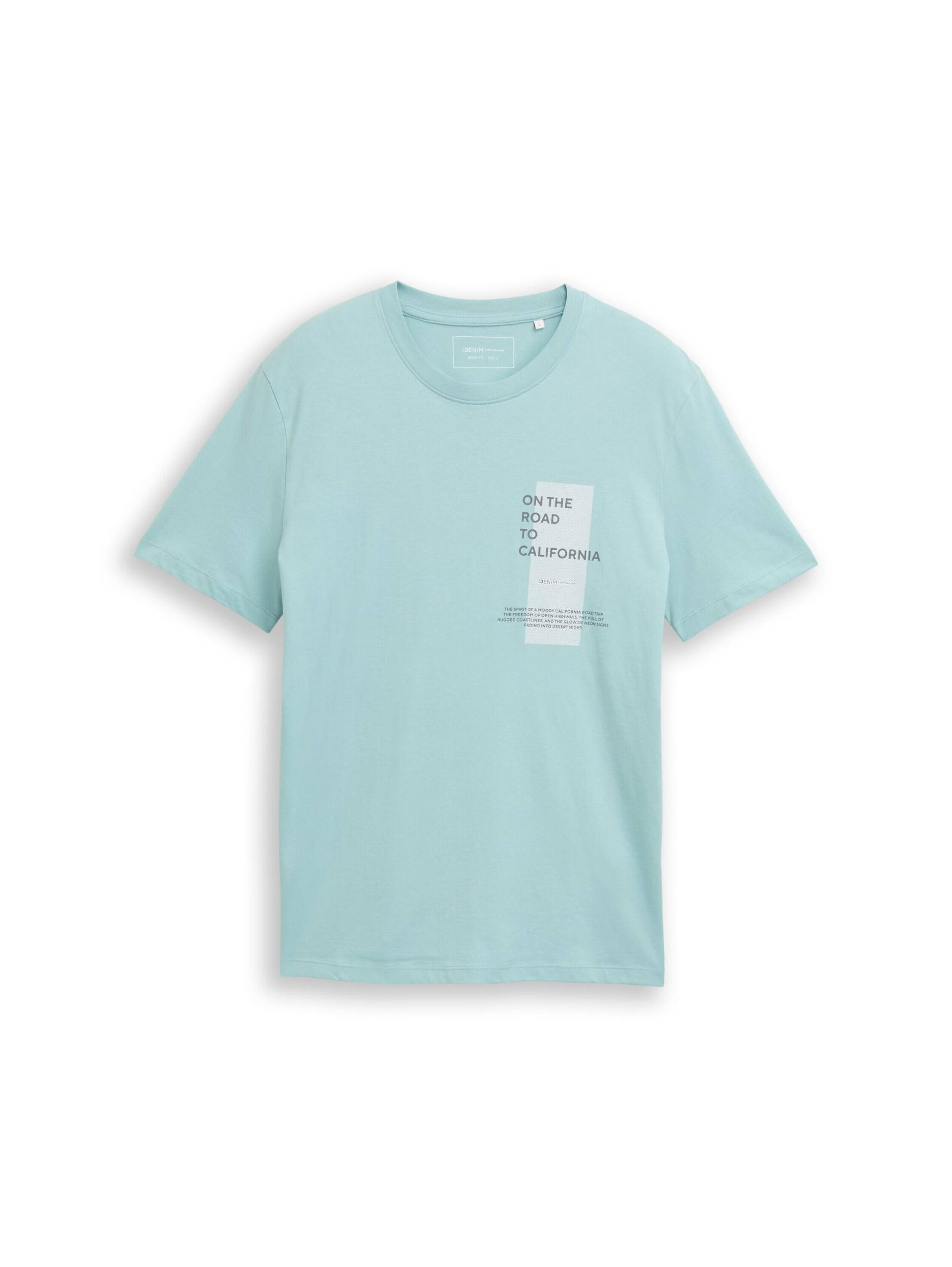 Denim Tom Tailor - T-Shirt mit Print dusty horizon mint - Gr. - L von Denim Tom Tailor