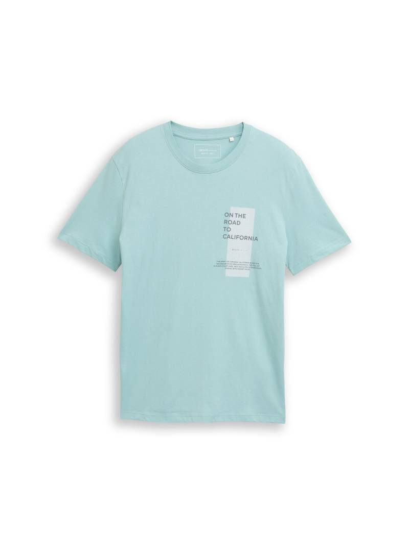 Denim Tom Tailor - T-Shirt mit Print dusty horizon mint - Gr. - L von Denim Tom Tailor