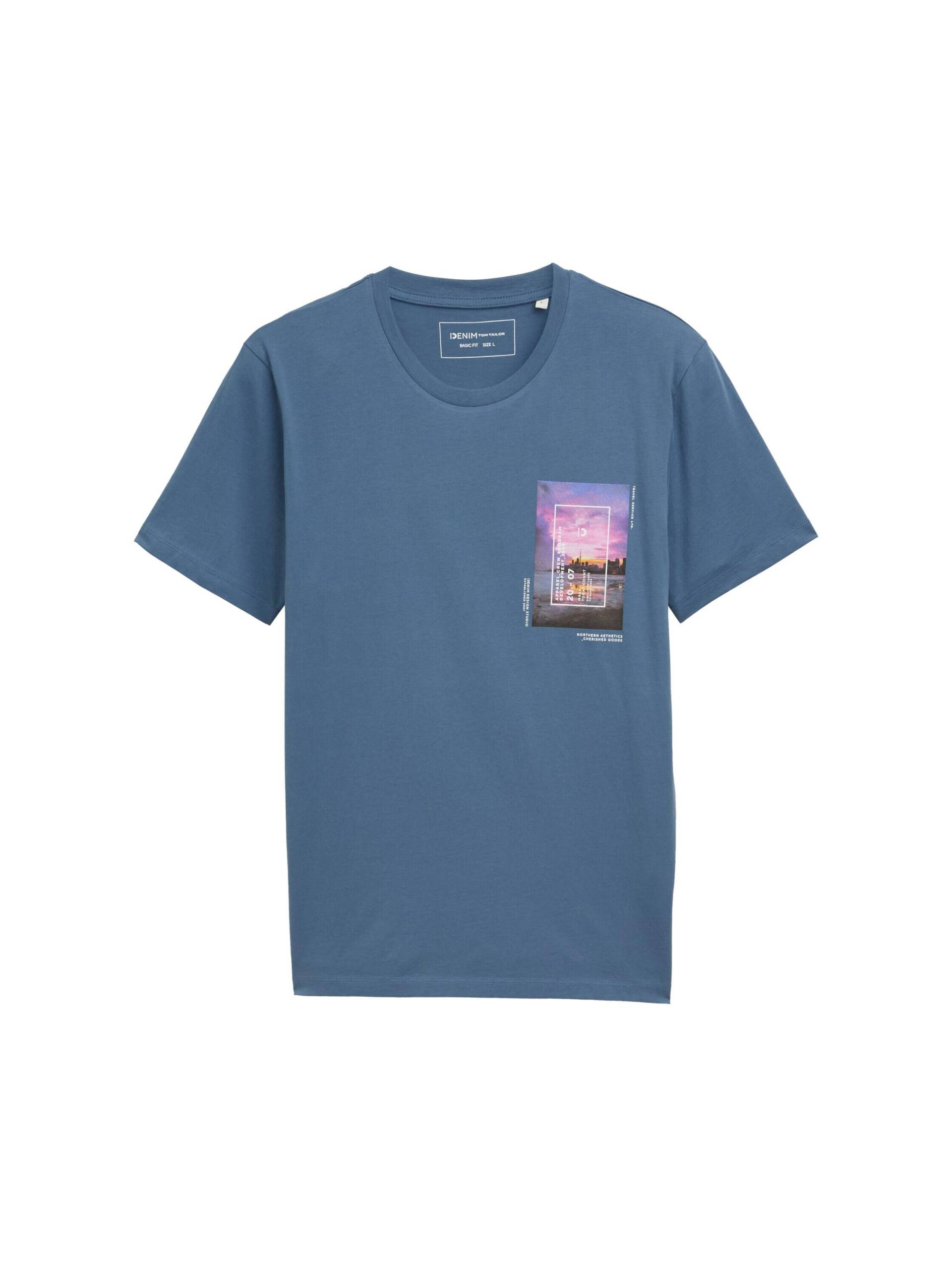 Denim Tom Tailor - T-Shirt mit Print mystical blue - Gr. - XL von Denim Tom Tailor
