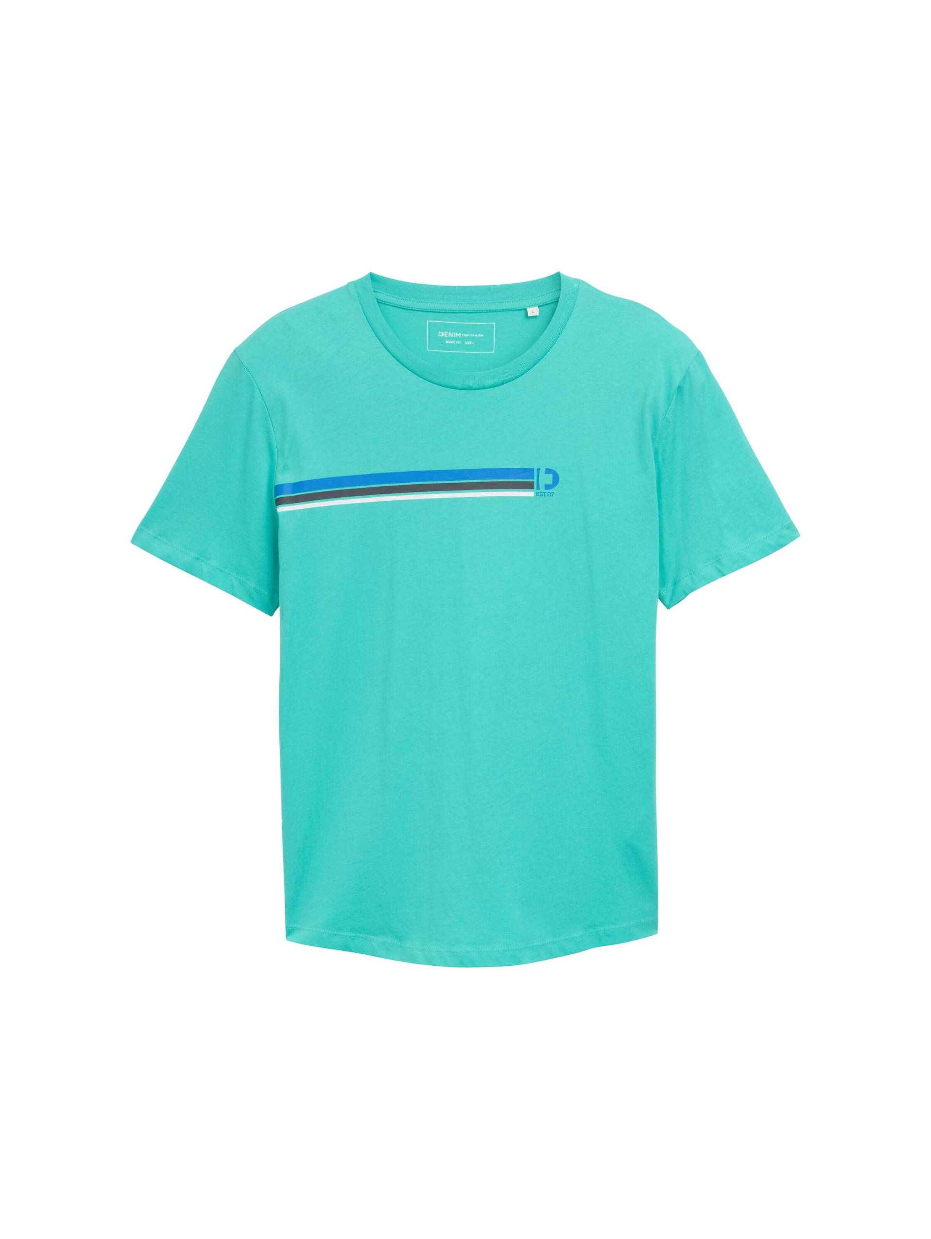 Denim Tom Tailor - T-Shirt mit Print waterfall green - Gr. - M von Denim Tom Tailor