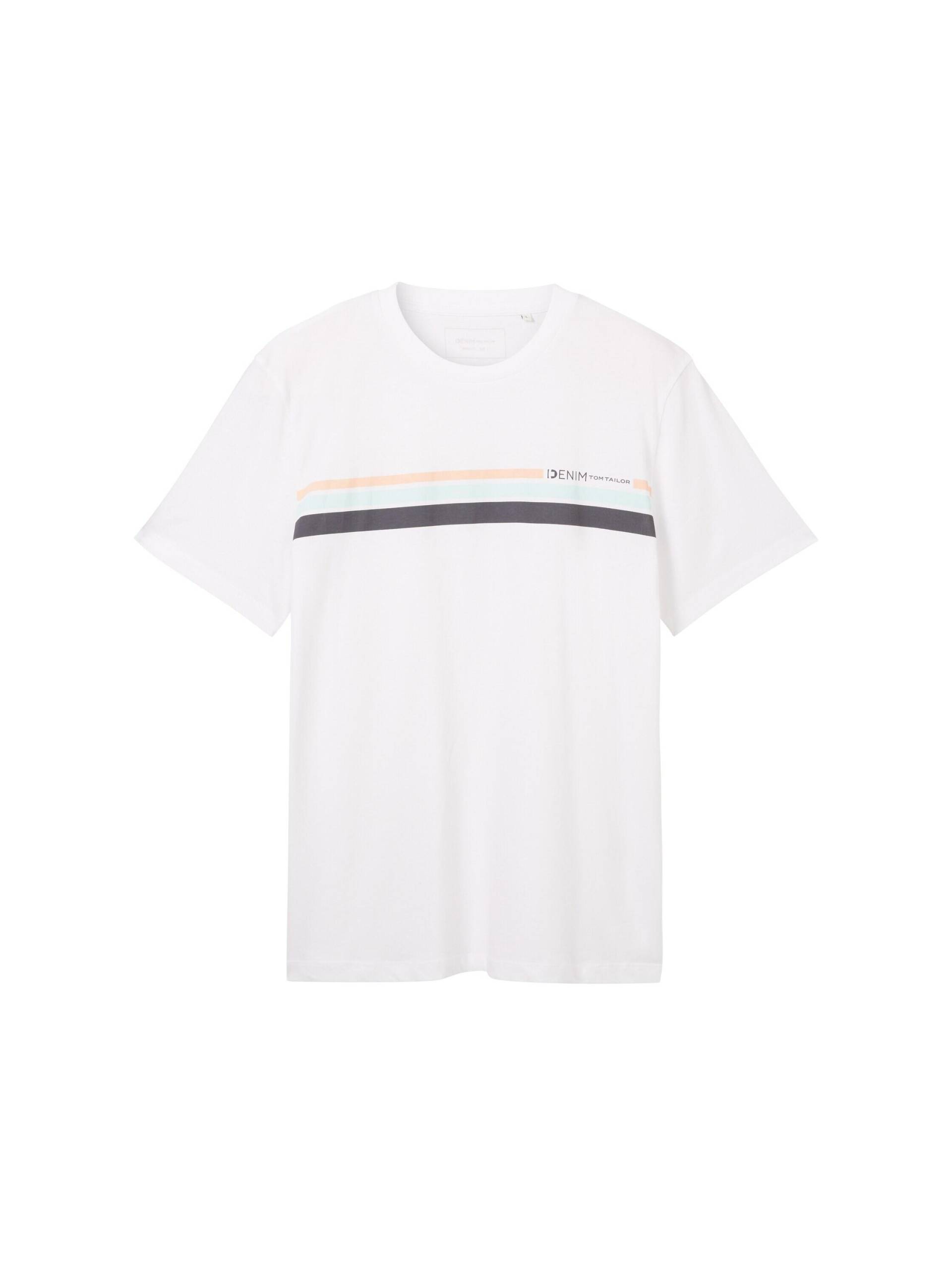 Denim Tom Tailor - T-Shirt mit Print white - Gr. - L von Denim Tom Tailor