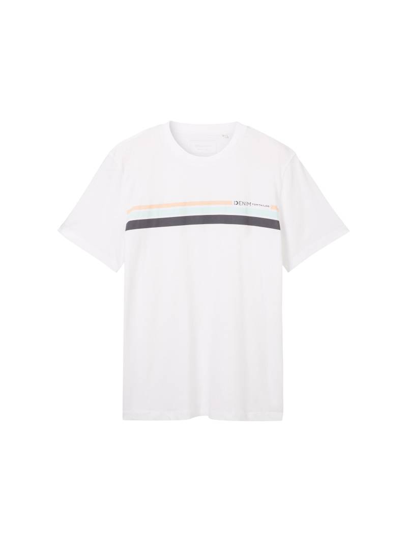 Denim Tom Tailor - T-Shirt mit Print white - Gr. - L von Denim Tom Tailor