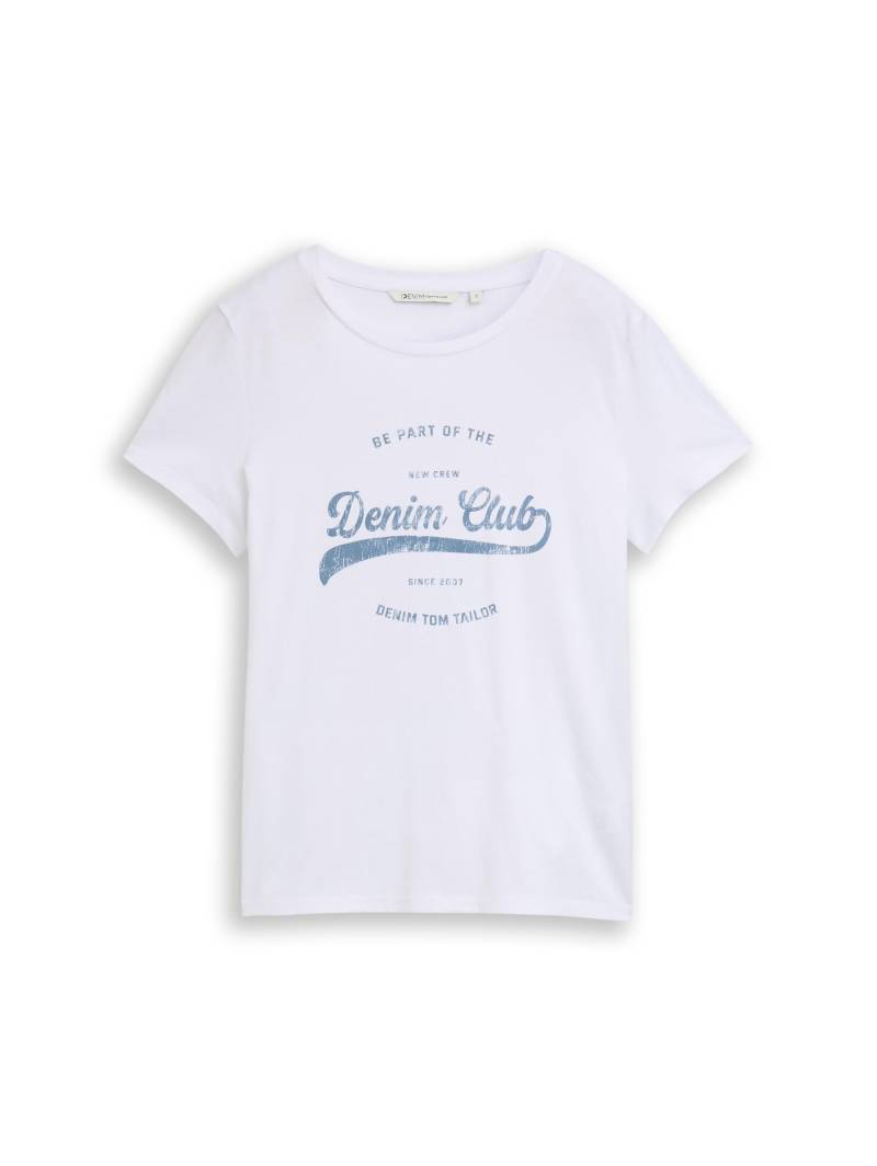 Denim Tom Tailor - T-Shirt mit Print white - Gr. - L von Denim Tom Tailor