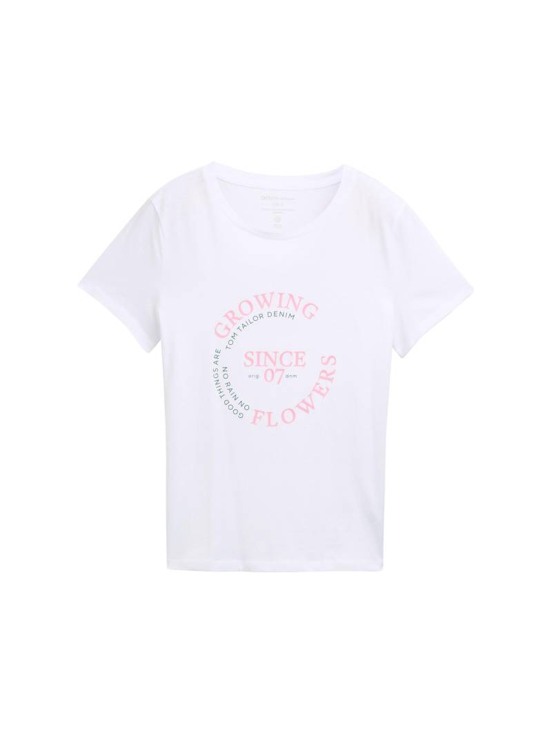 Denim Tom Tailor - T-Shirt mit Print white - Gr. - S von Denim Tom Tailor