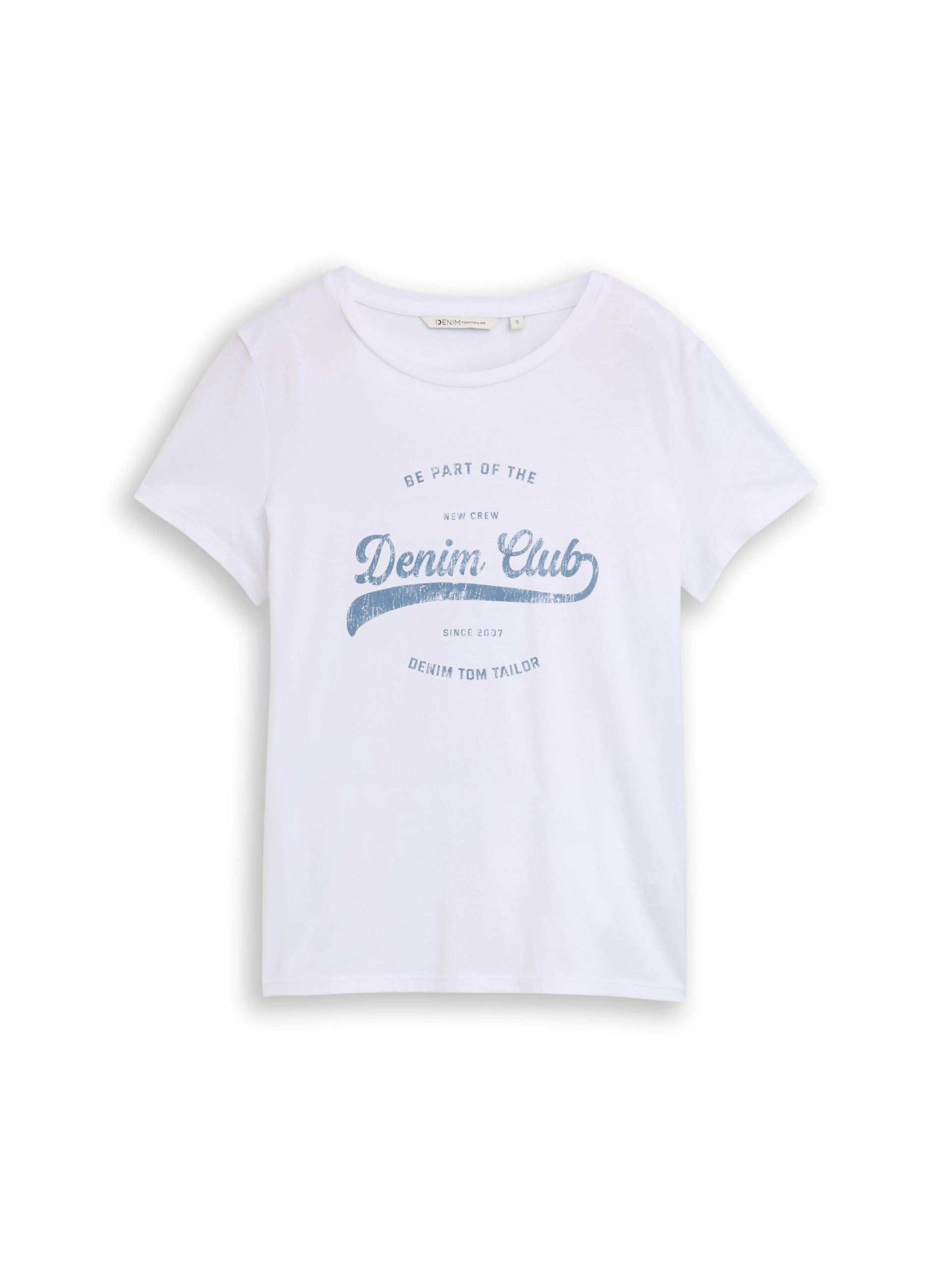 Denim Tom Tailor - T-Shirt mit Print white - Gr. - S von Denim Tom Tailor