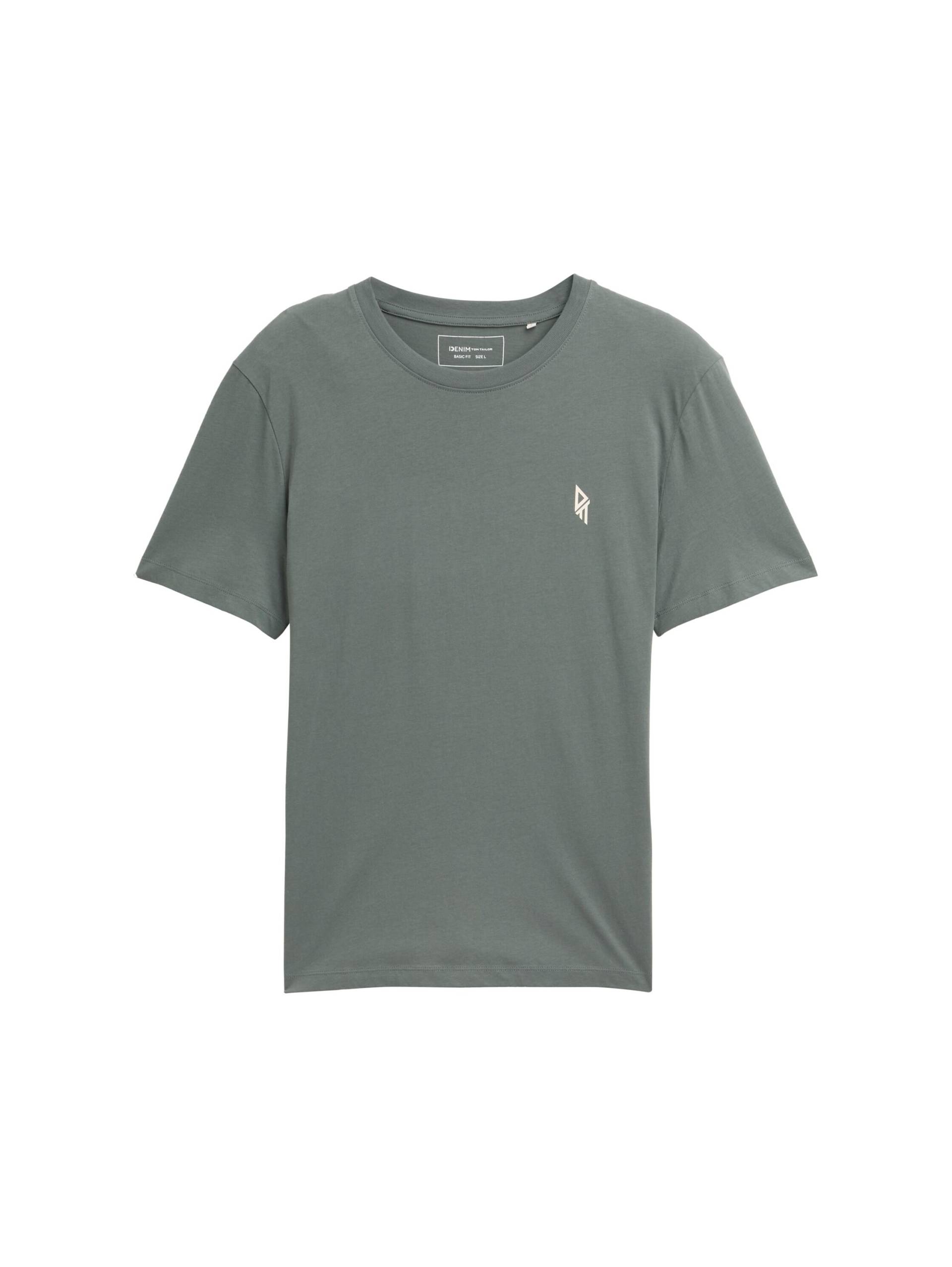 Denim Tom Tailor - T-Shirt mit Rückenprint washed jasper green - Gr. - L von Denim Tom Tailor