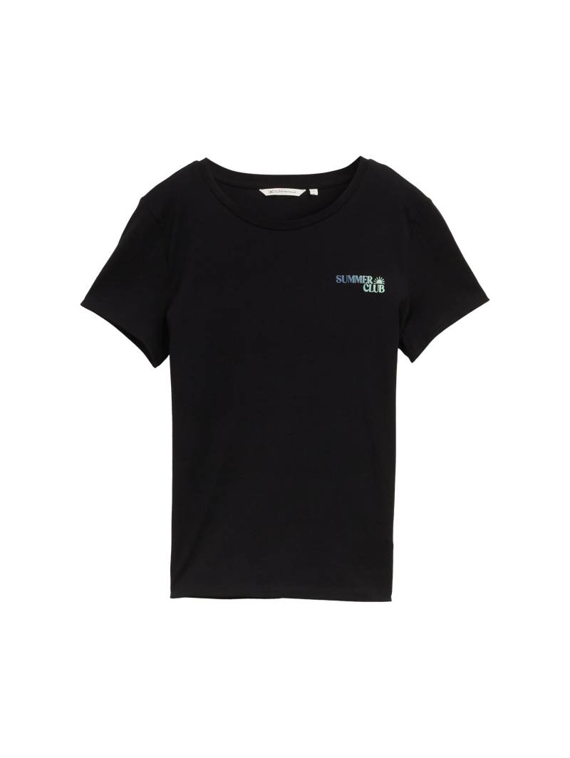Denim Tom Tailor - T-Shirt mit Schriftzug deep black - Gr. - S von Denim Tom Tailor