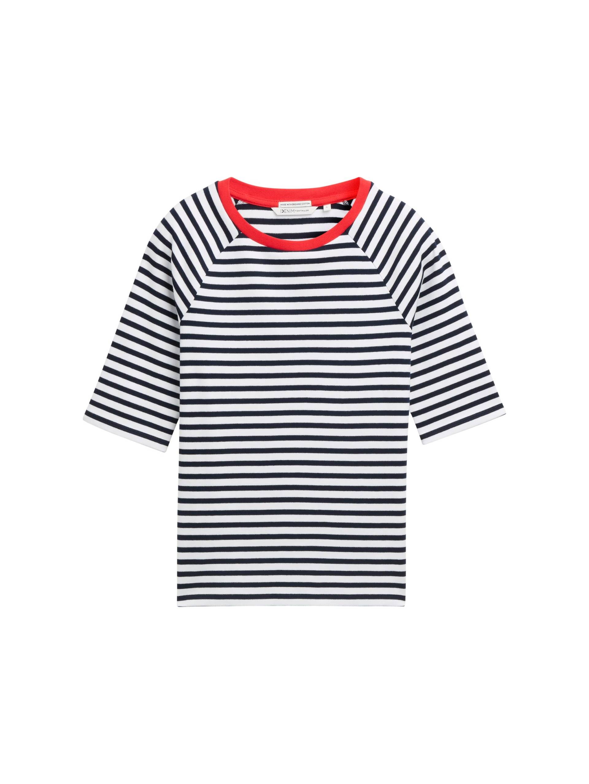 Denim Tom Tailor - T-Shirt mit Streifenmuster navy white stripe - Gr. - XS von Denim Tom Tailor