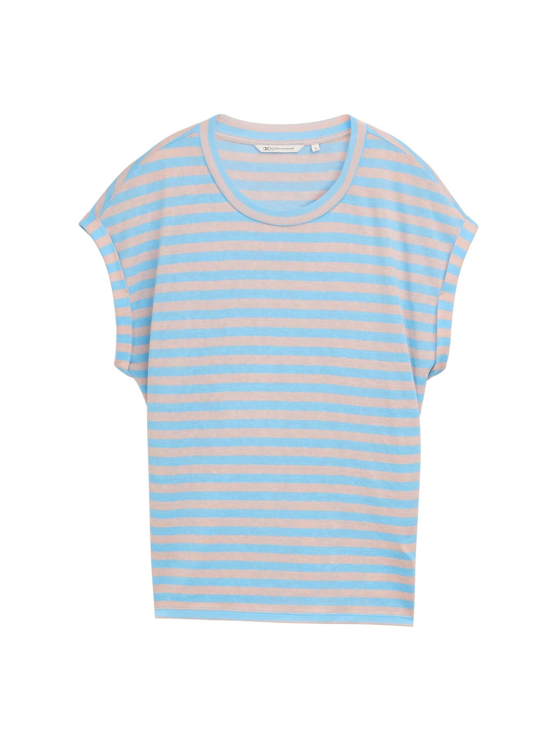 Denim Tom Tailor - T-Shirt mit Streifenmuster rose blue stripe - Gr. - L von Denim Tom Tailor