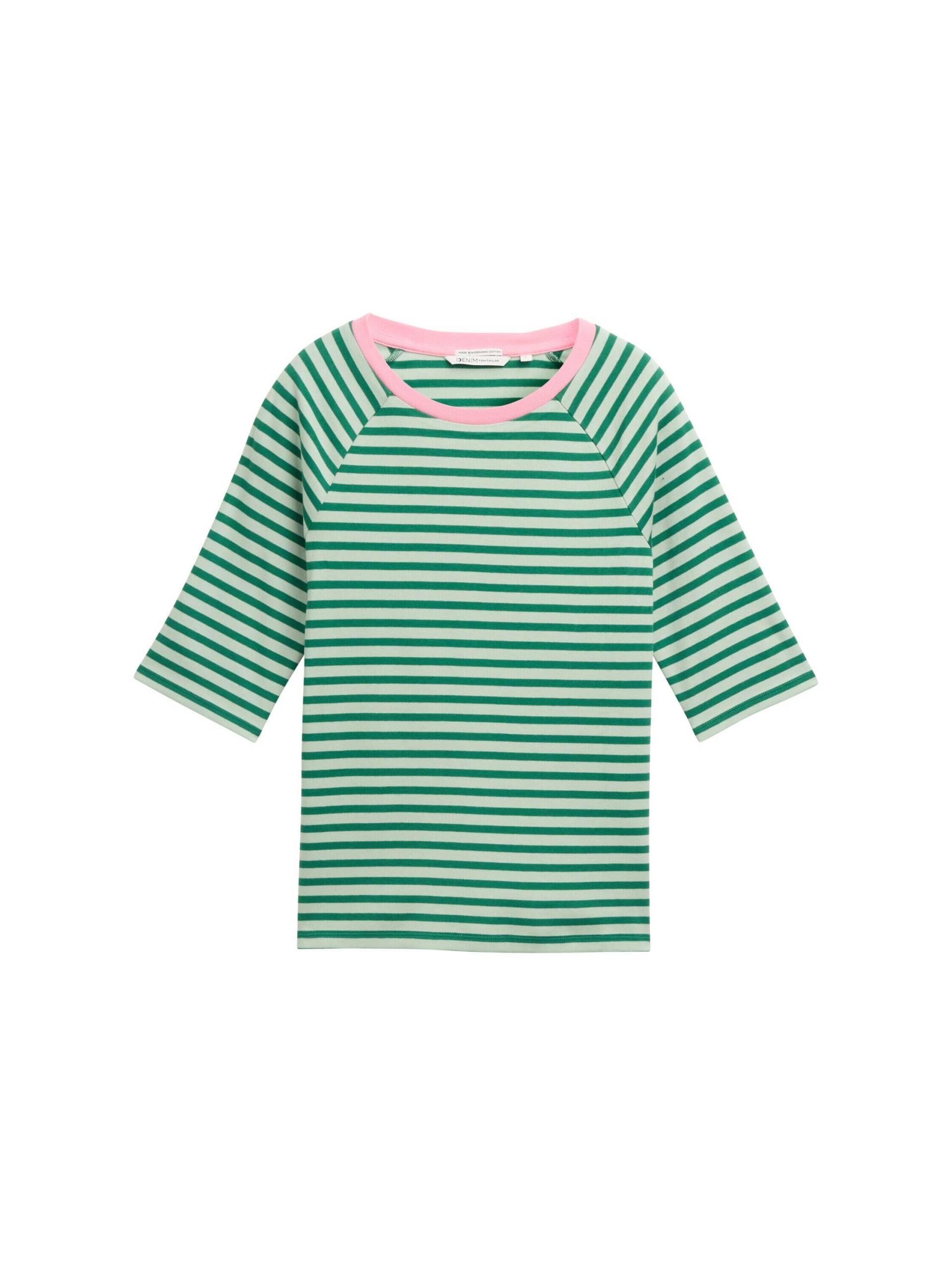 Denim Tom Tailor - T-Shirt mit Streifenmuster tonal green stripe - Gr. - XS von Denim Tom Tailor
