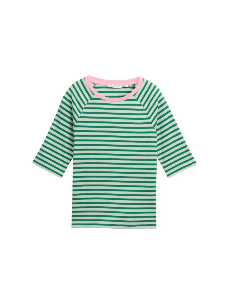 Denim Tom Tailor - T-Shirt mit Streifenmuster tonal green stripe - Gr. - XS von Denim Tom Tailor
