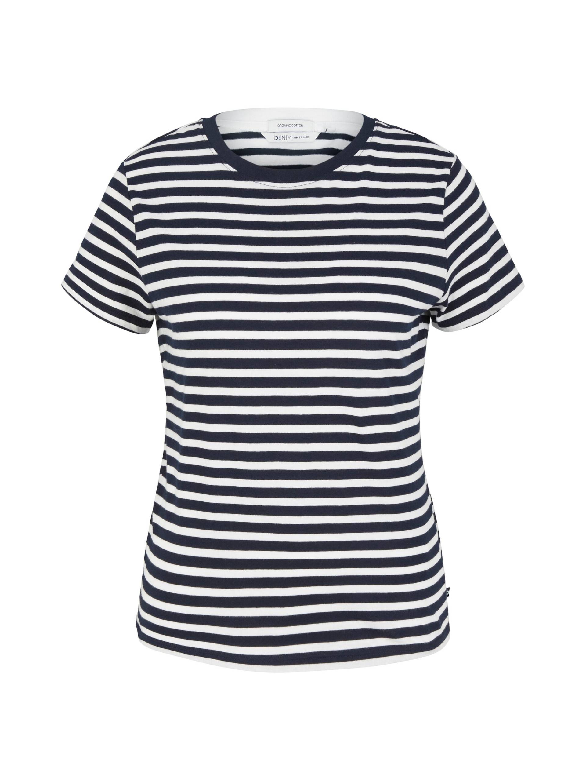 Denim Tom Tailor - T-Shirt mit Streifenmuster white black stripe - Gr. - M von Denim Tom Tailor