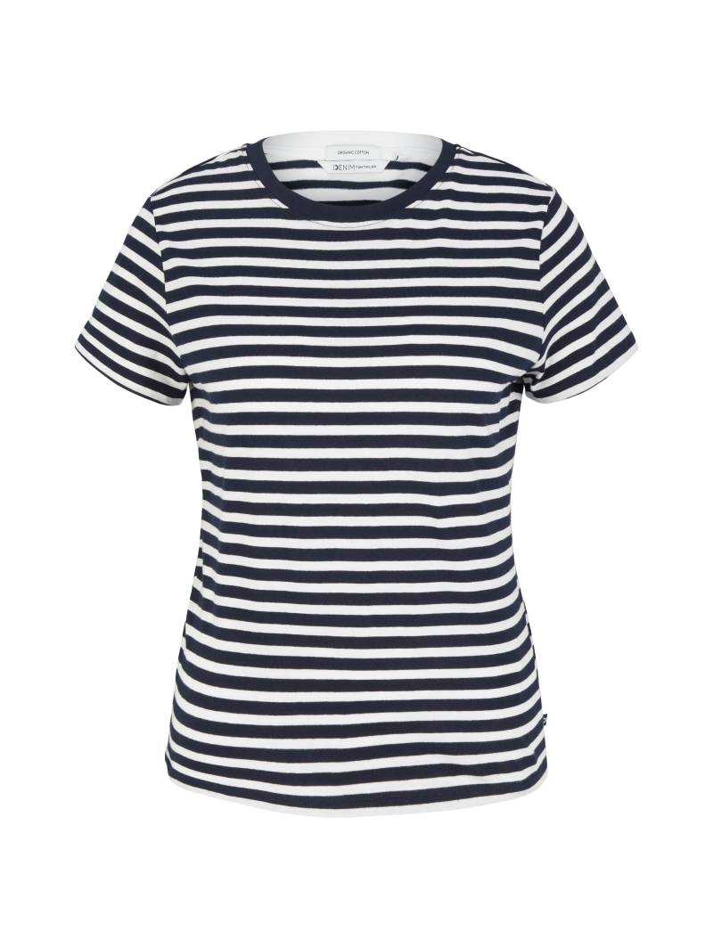 Denim Tom Tailor - T-Shirt mit Streifenmuster white black stripe - Gr. - M von Denim Tom Tailor
