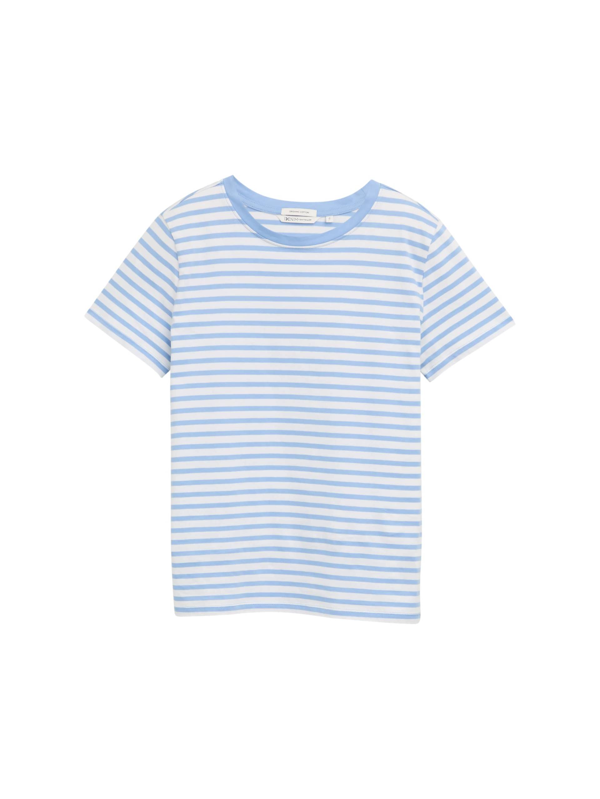 Denim Tom Tailor - T-Shirt mit Streifenmuster white light blue stripe - Gr. - XL von Denim Tom Tailor