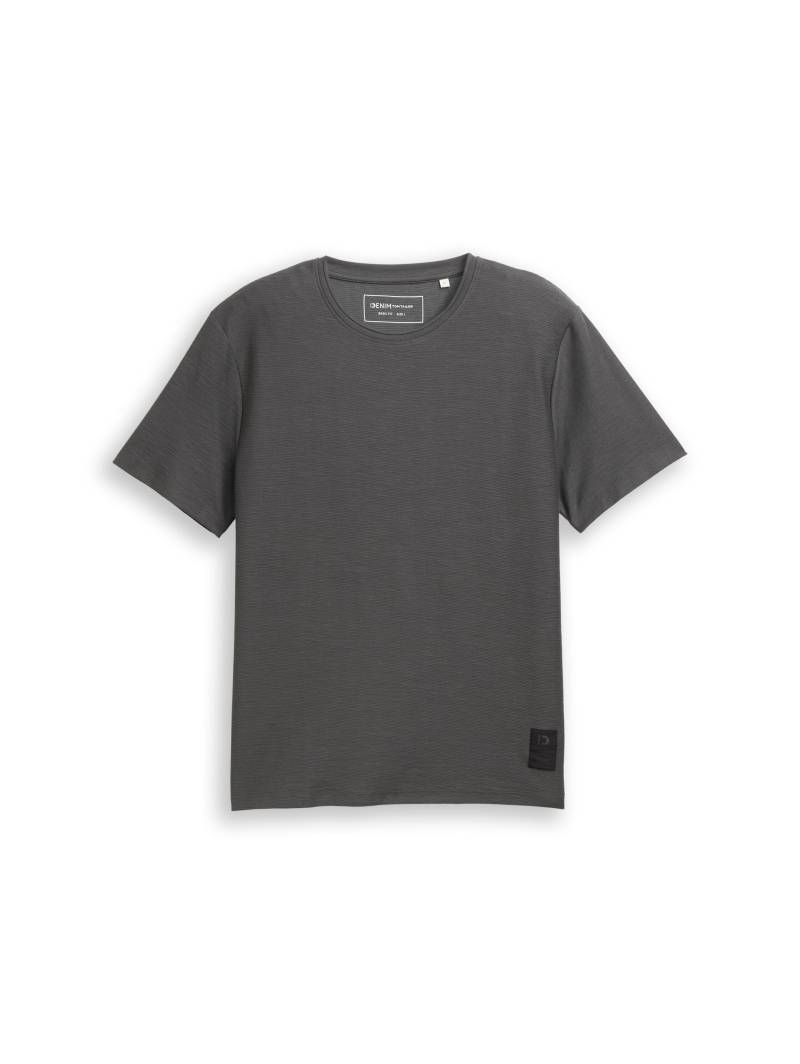 Denim Tom Tailor - T-Shirt mit Struktur ash grey - Gr. - M von Denim Tom Tailor