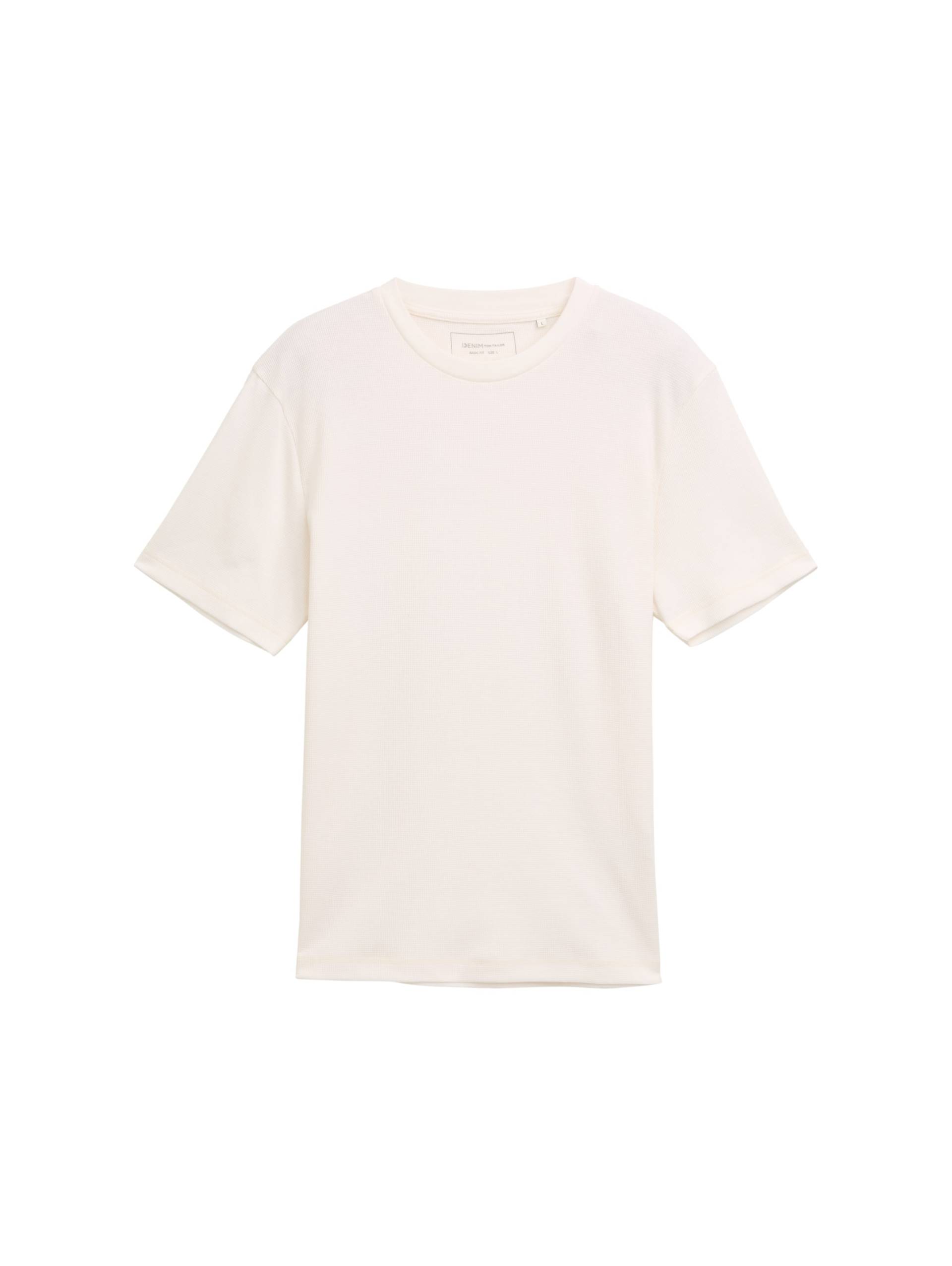 Denim Tom Tailor - T-Shirt mit Struktur gardenia white - Gr. - S von Denim Tom Tailor