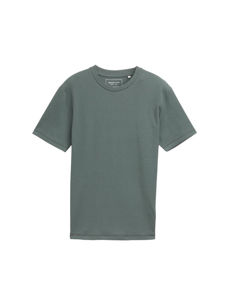 Denim Tom Tailor - T-Shirt mit Struktur washed jasper green - Gr. - M von Denim Tom Tailor