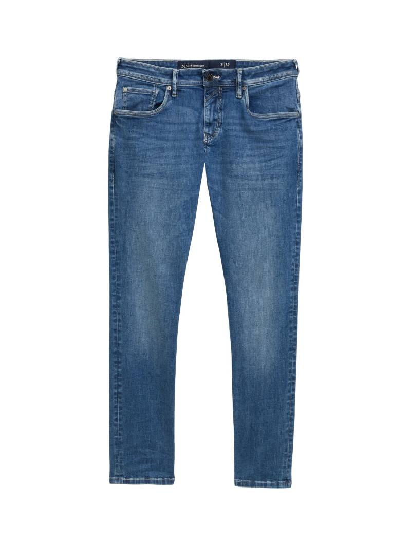 Denim Tom Tailor - TTAEDAN STRAIGHT Jeans mit Stretch used mid stone blue denim - Gr. - 31/30 von Denim Tom Tailor