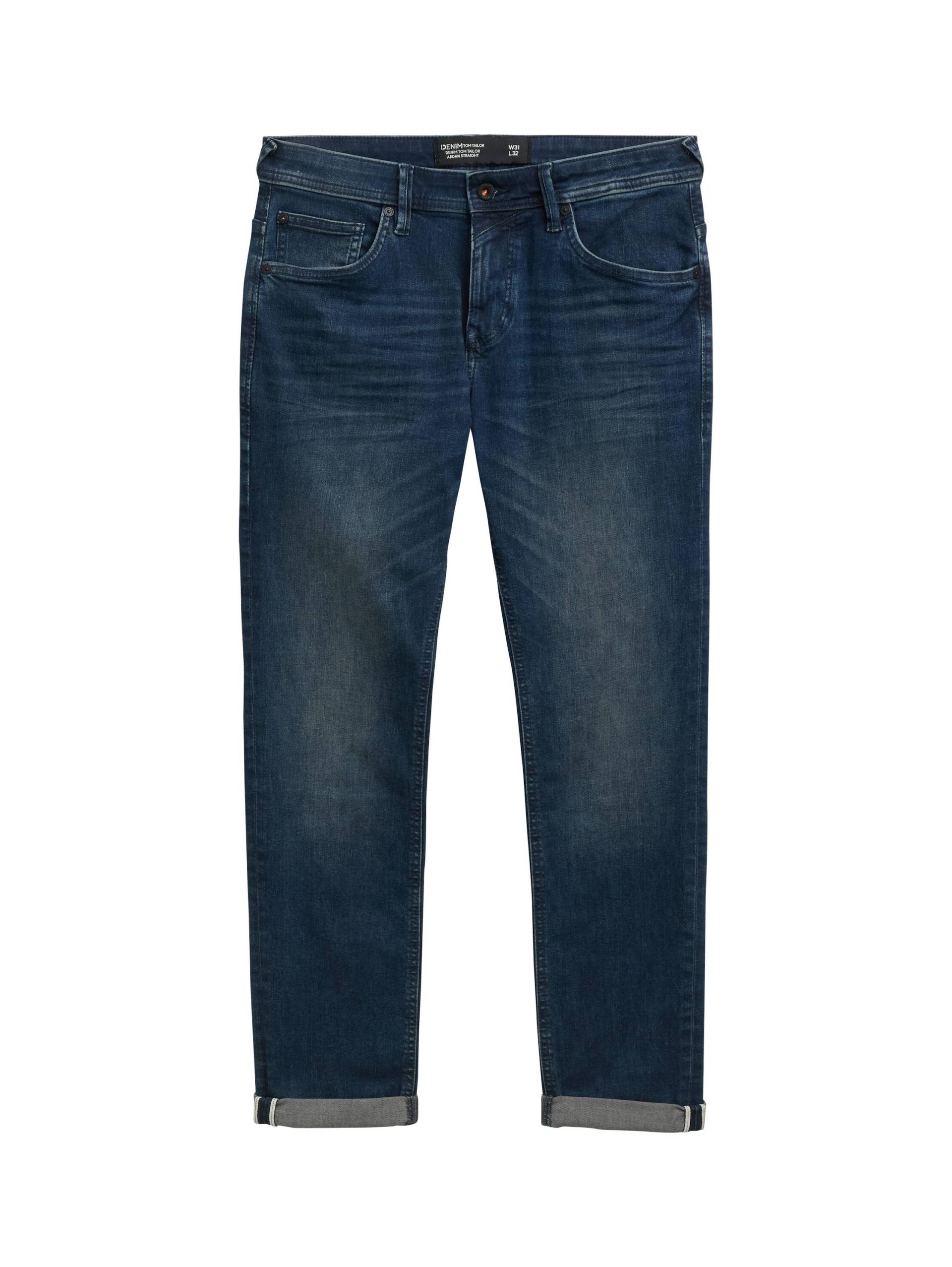 Denim Tom Tailor - TTAEDAN SUPERFLEX STRAIGHT Jeans mid stone blue black denim - Gr. - 28/36 von Denim Tom Tailor