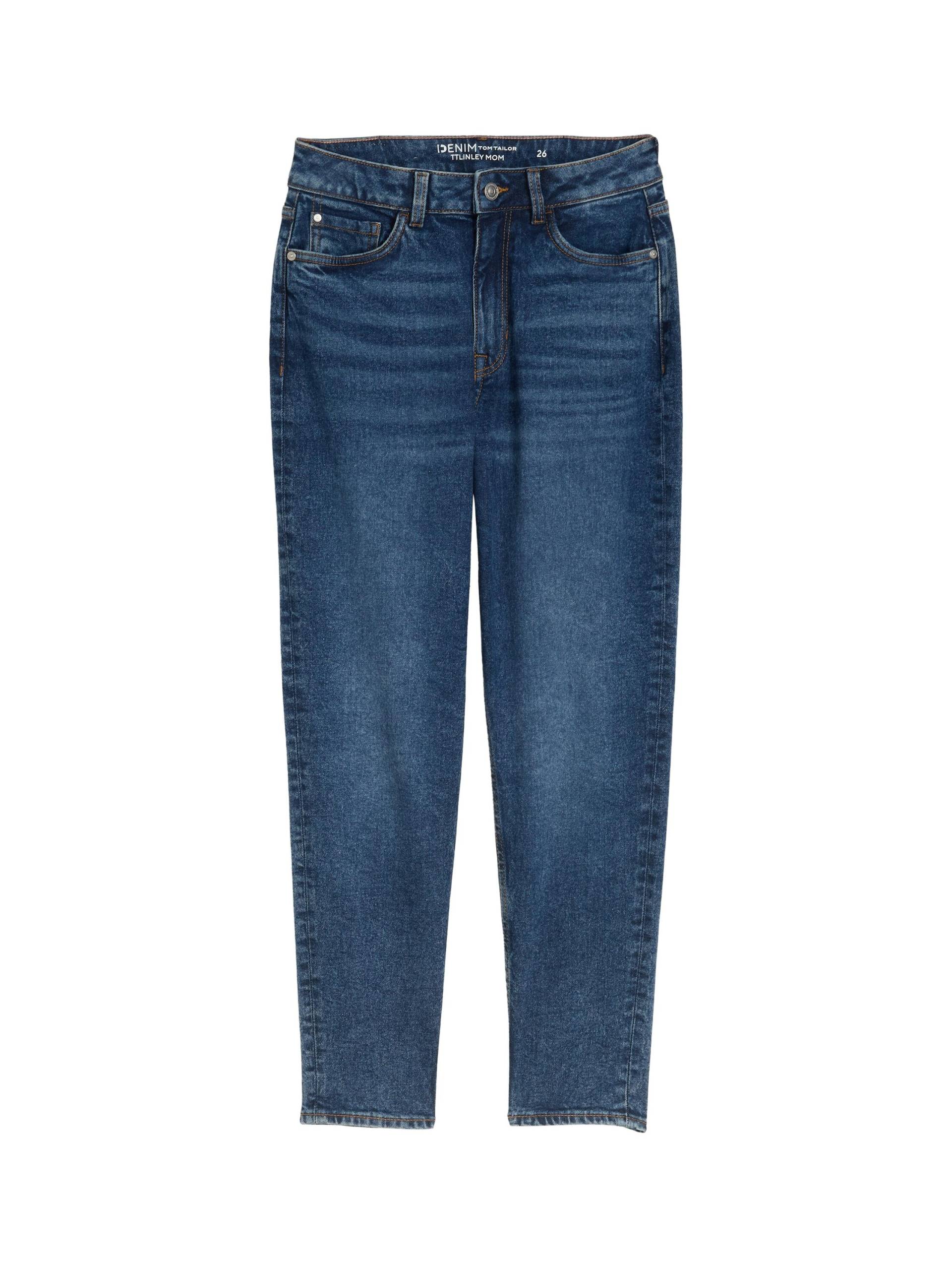 Denim Tom Tailor - TTLINLEY MOM High Waist Ankle Jeans used dark stone blue denim - Gr. - 26 von Denim Tom Tailor