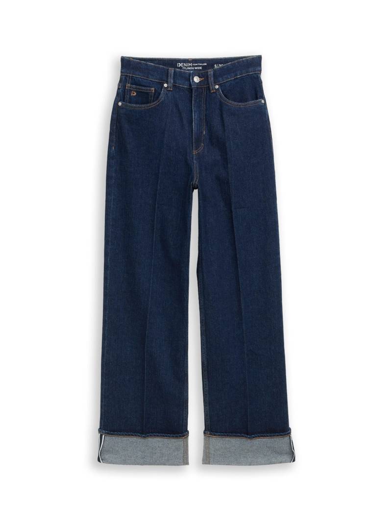 Denim Tom Tailor - TTLINOU WIDE High Waist Jeans mit Turn-Up rinsed blue denim von Denim Tom Tailor