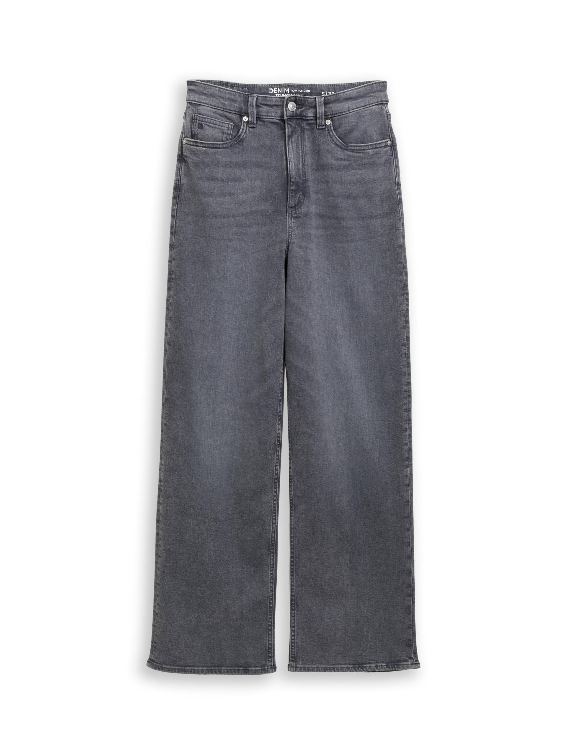 Denim Tom Tailor - TTLINOU WIDE High Waist Jeans used mid stone grey denim von Denim Tom Tailor