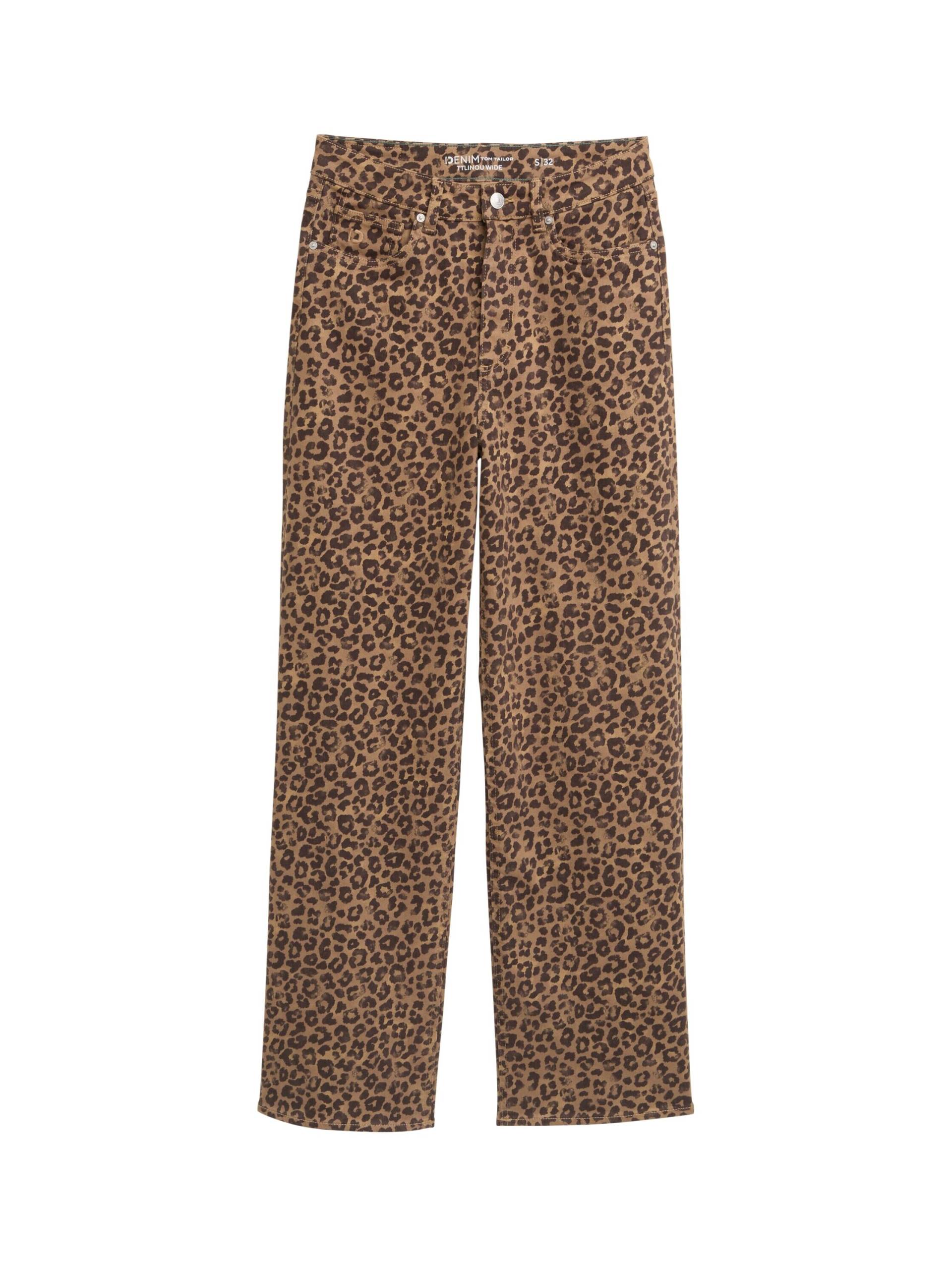 Denim Tom Tailor - TTLINOU WIDE Jeans mit Leo-Print brown black leo von Denim Tom Tailor