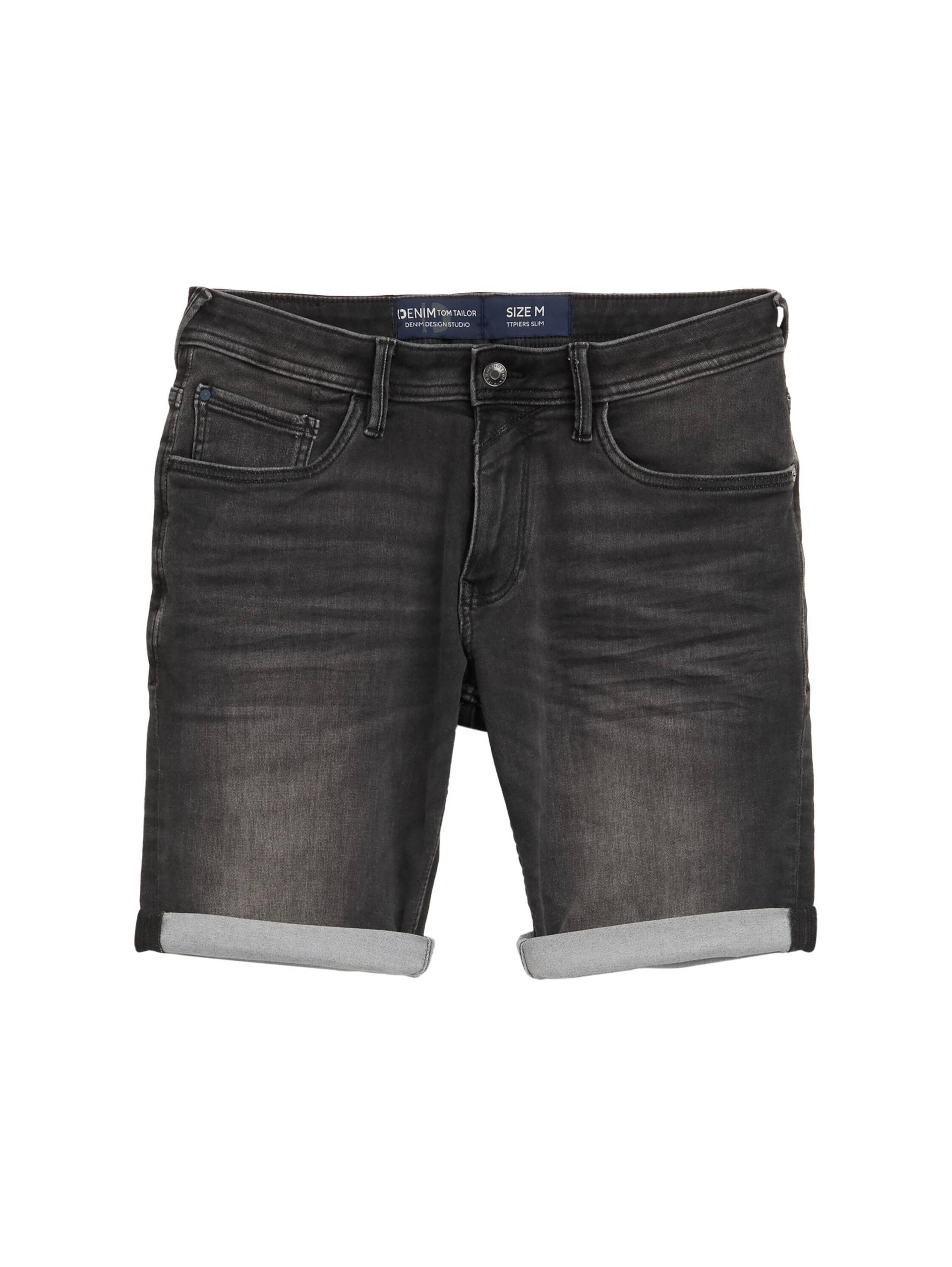 Denim Tom Tailor - TTPIERS SLIM Jeans Shorts mit Superstretch black black denim - Gr. - XXL von Denim Tom Tailor