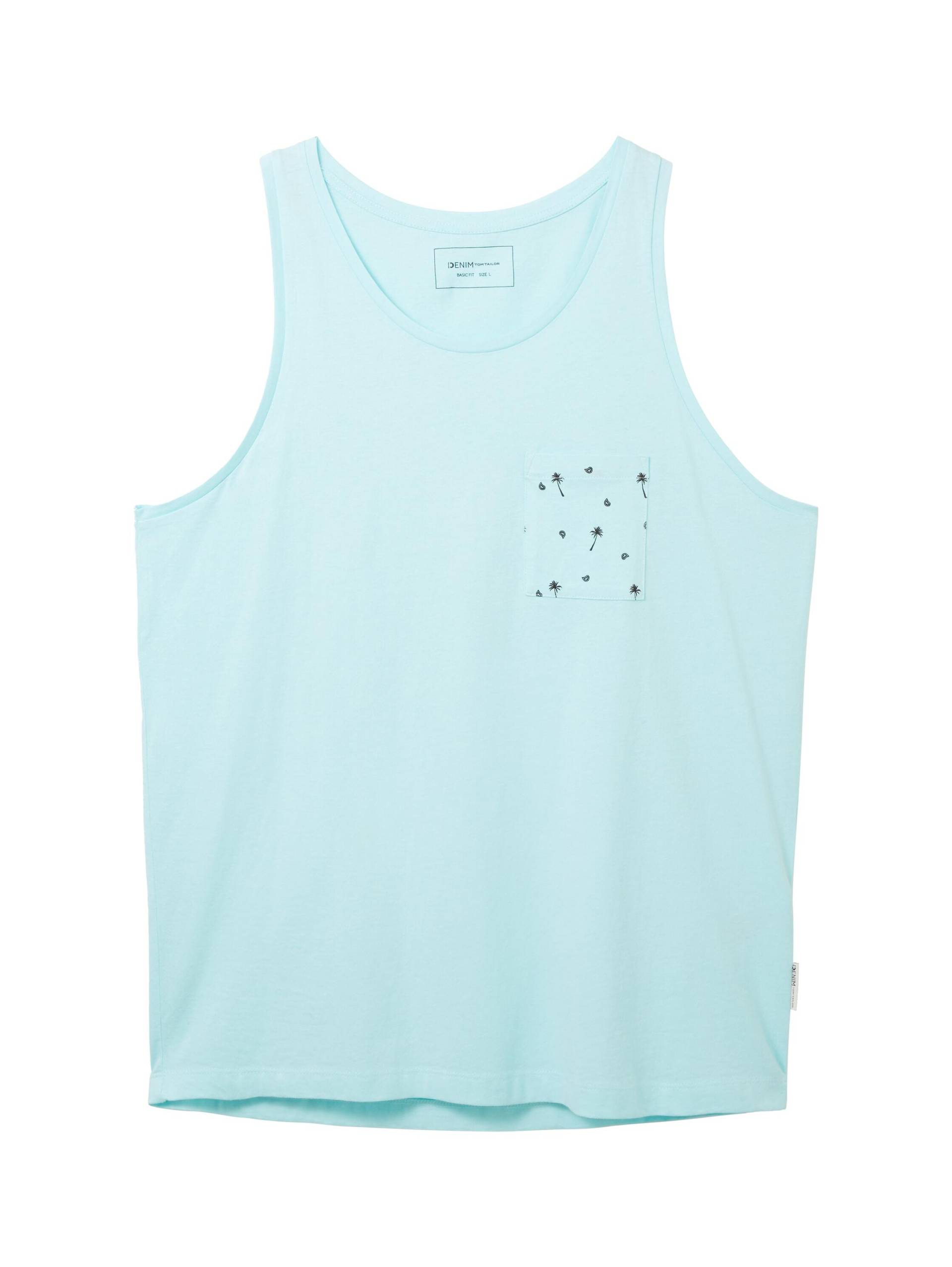 Denim Tom Tailor - Tanktop mit Brusttasche soft light turquoise - Gr. - L von Denim Tom Tailor