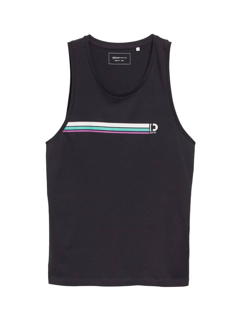 Denim Tom Tailor - Tanktop mit Print coal grey - Gr. - M von Denim Tom Tailor