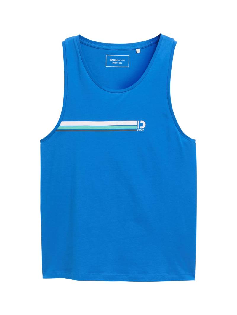 Denim Tom Tailor - Tanktop mit Print strong blue - Gr. - M von Denim Tom Tailor