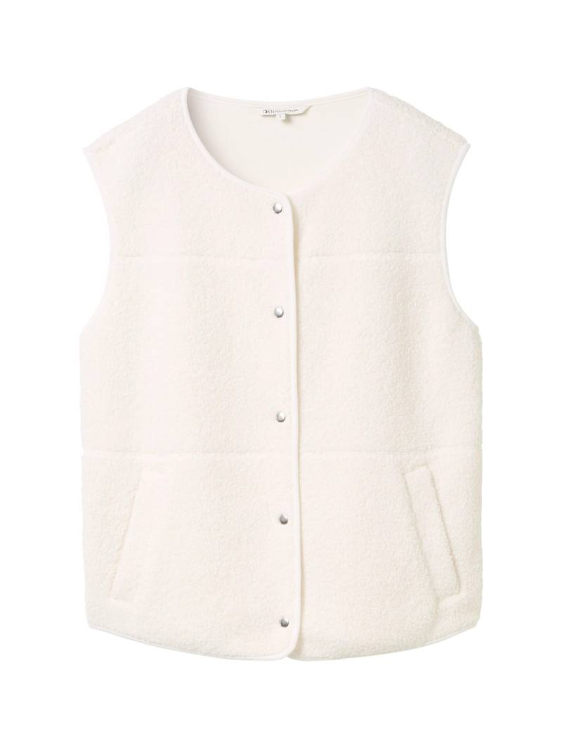 Denim Tom Tailor - Teddy Sweatweste off white - Gr. - M von Denim Tom Tailor