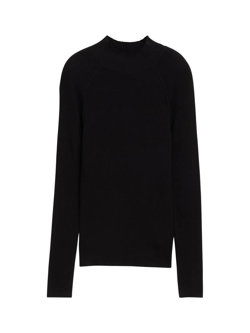 Denim Tom Tailor - Tight Fit Ripp Pullover mit Stehkragen deep black - Gr. - M von Denim Tom Tailor