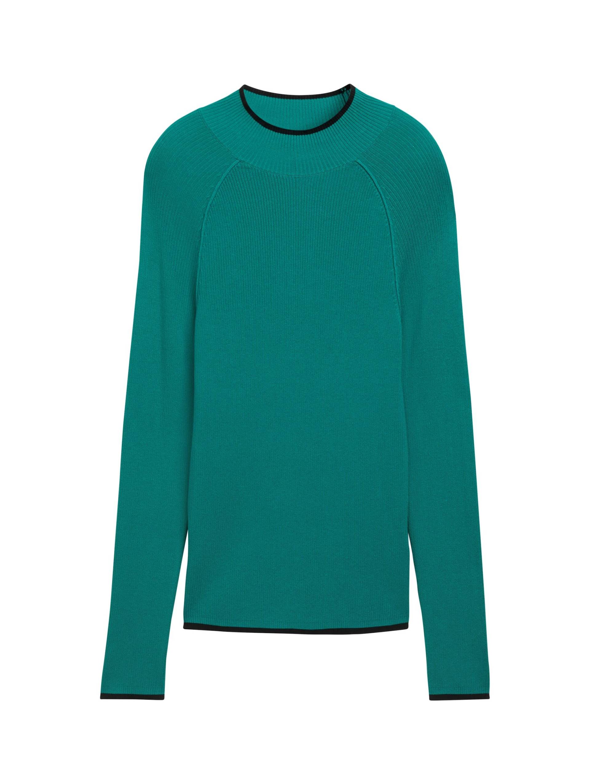 Denim Tom Tailor - Tight Fit Ripp Pullover mit Stehkragen jade green - Gr. - XL von Denim Tom Tailor