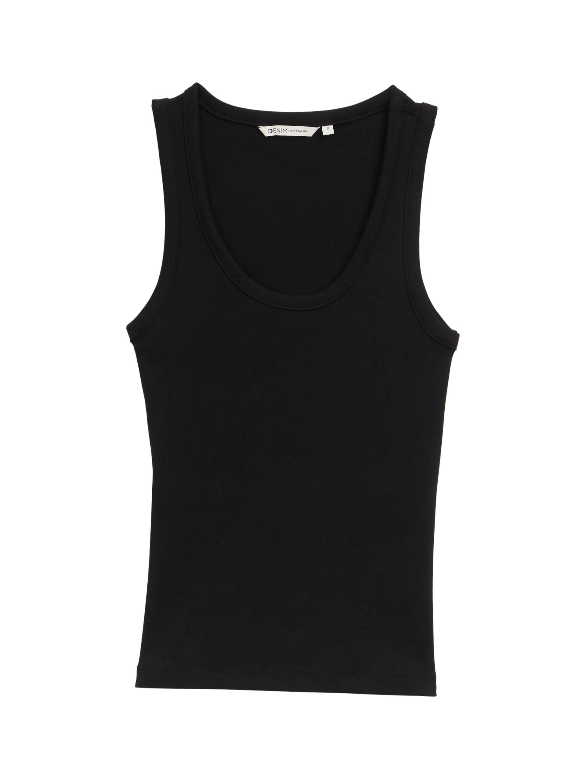 Denim Tom Tailor - Top mit Rippstruktur deep black - Gr. - XL von Denim Tom Tailor