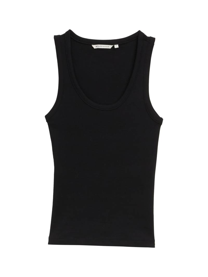 Denim Tom Tailor - Top mit Rippstruktur deep black - Gr. - XL von Denim Tom Tailor