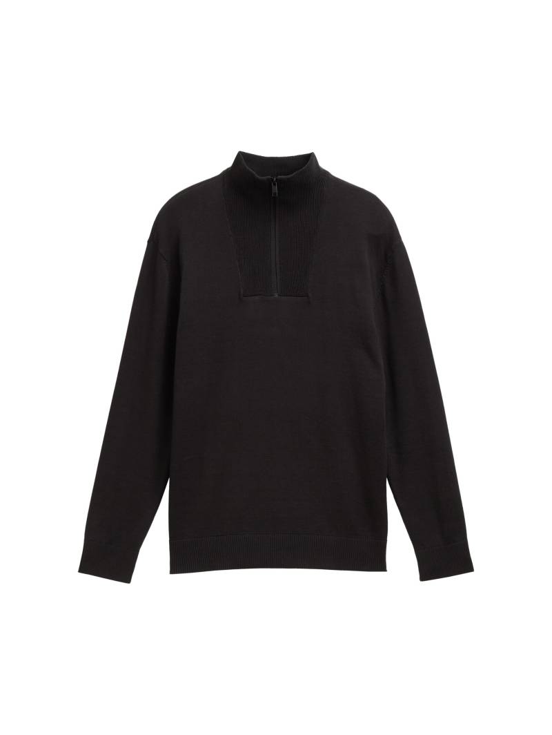 Denim Tom Tailor - Troyer Strickpullover aus Baumwolle night watch black - Gr. - XXL von Denim Tom Tailor