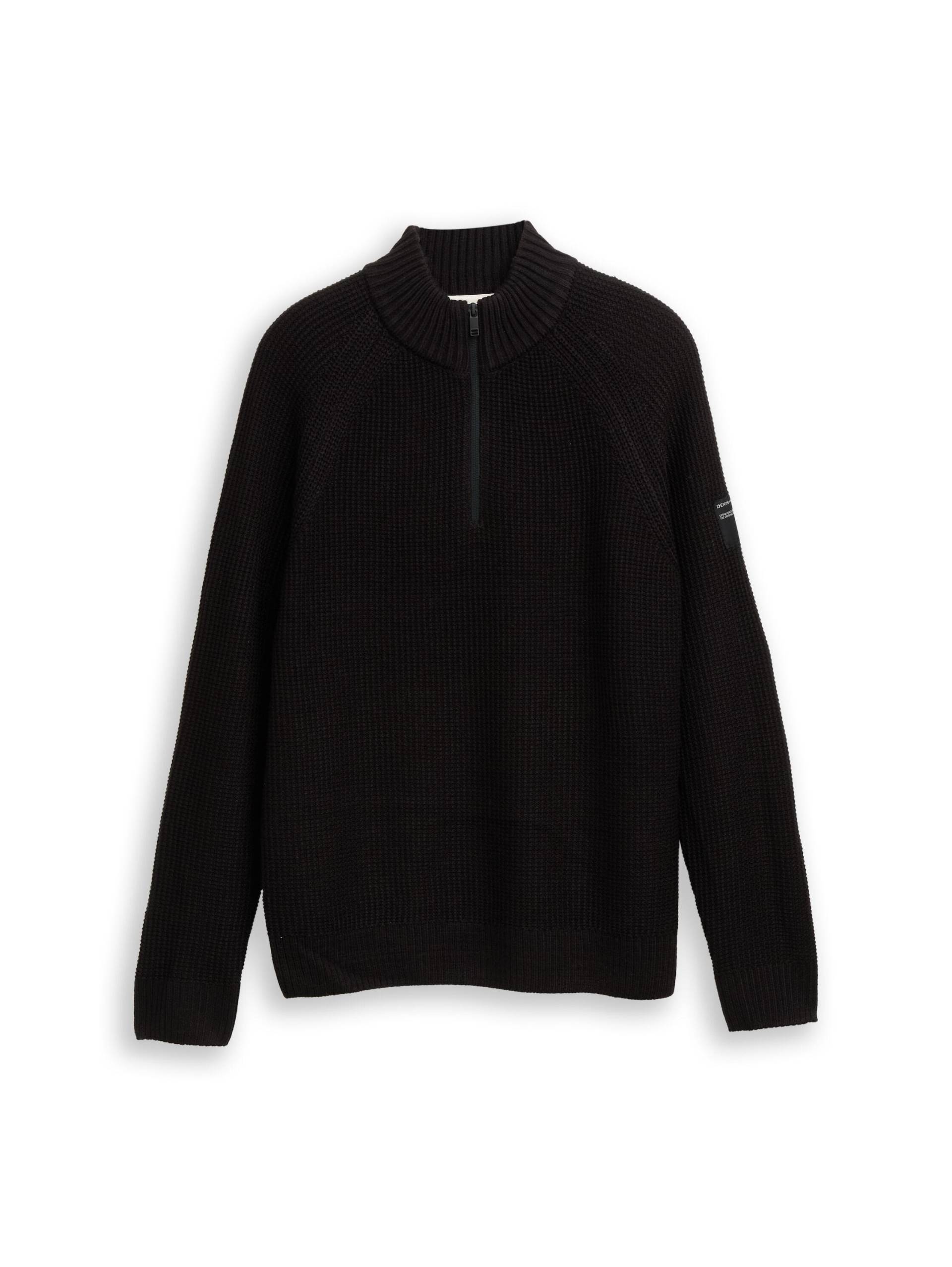 Denim Tom Tailor - Troyer Strickpullover black - Gr. - L von Denim Tom Tailor